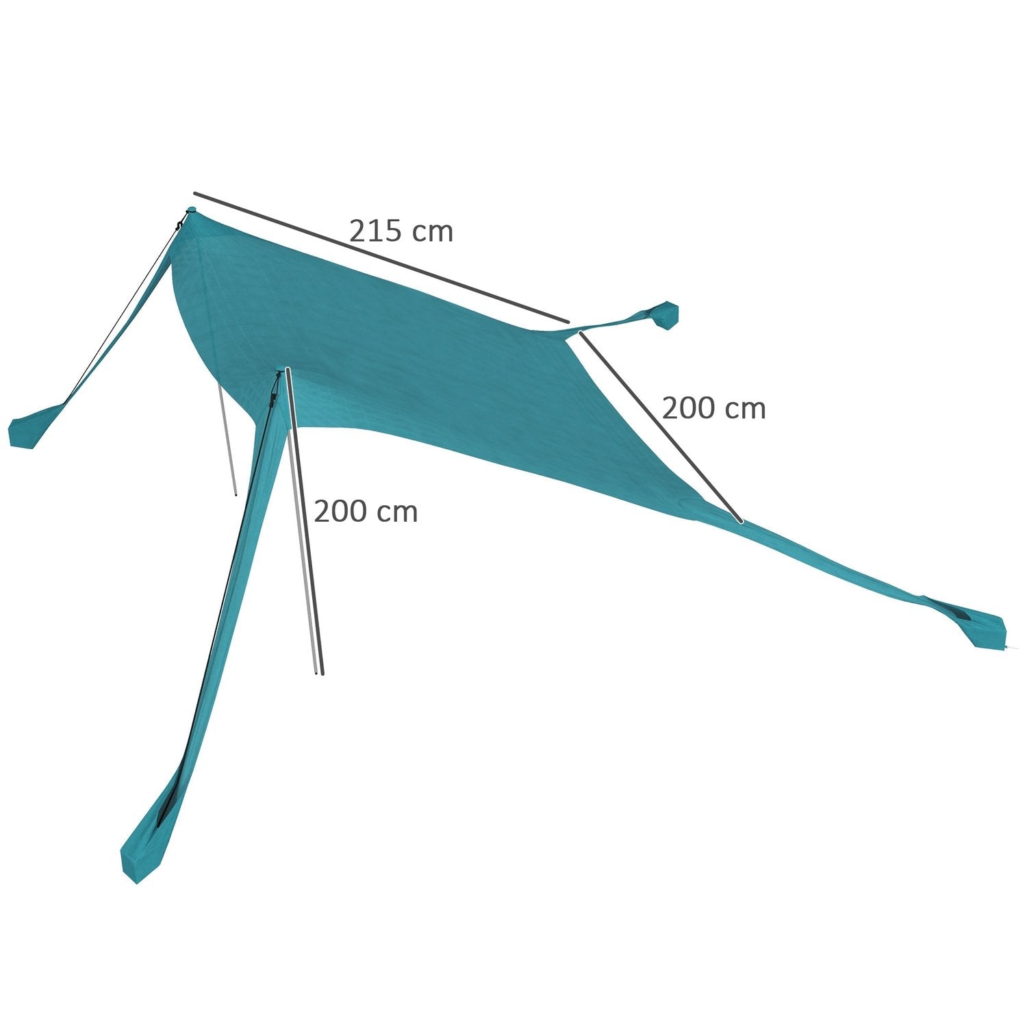 Soltak Vattentät Markis 2,15X2X2M Med Uv-Skydd, Stålstänger & Bärväska, För Fiske, Picknick, Himmelsblå