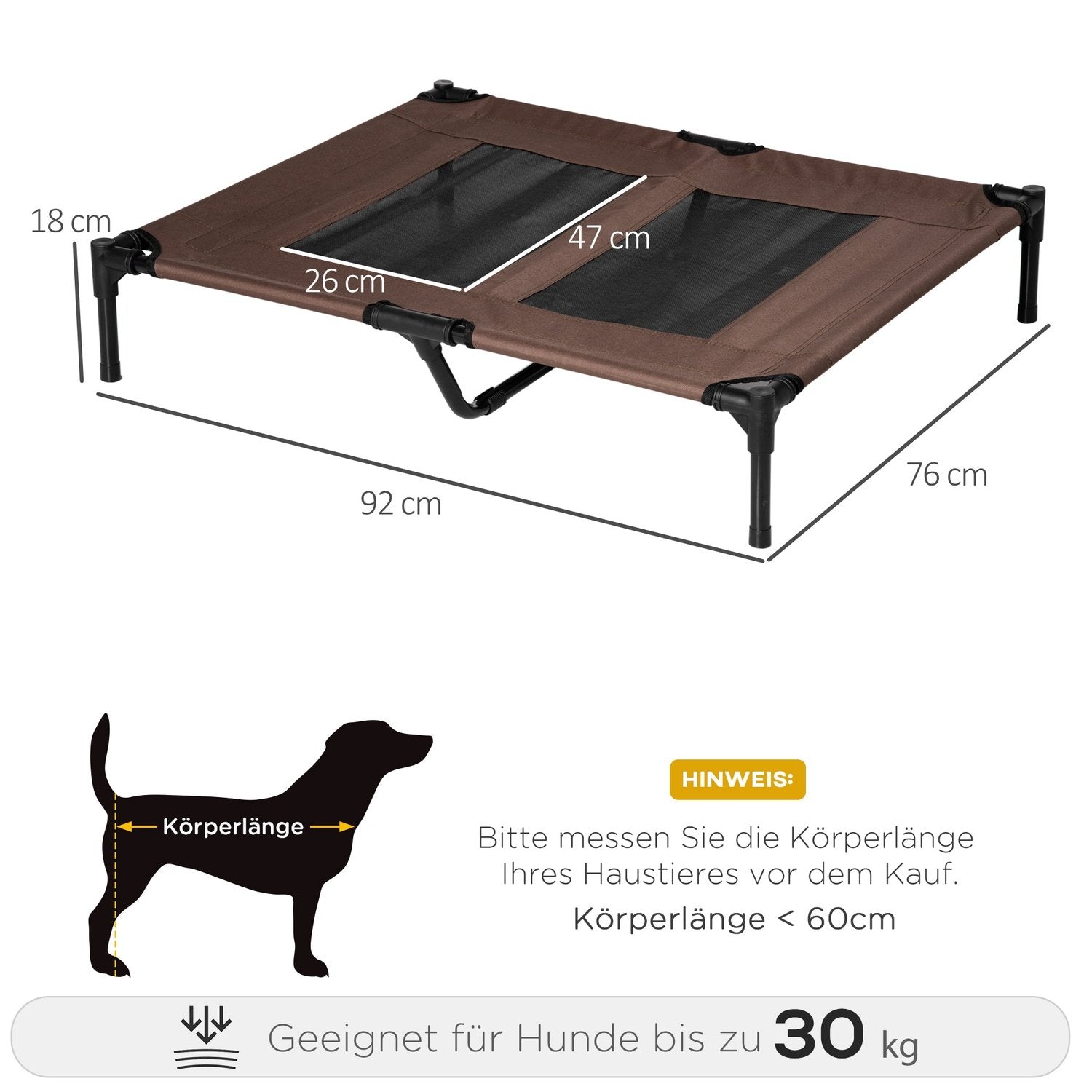 Hundstol Utomhussovplats, Hundsäng & Hundsoffa, Kaffebrun, 92X76X18Cm