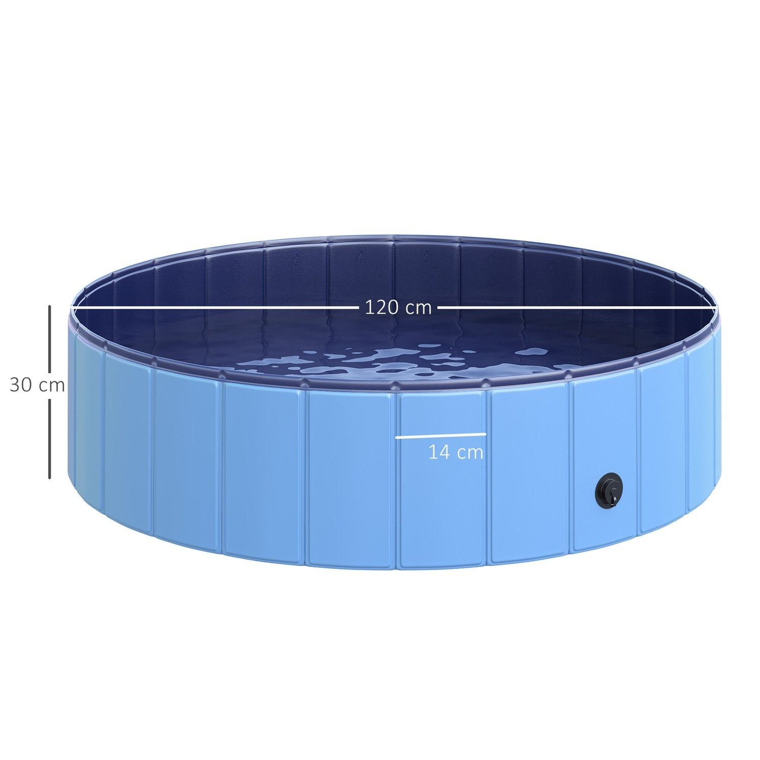 Hundbassäng Stor Plaskdamm För Hundar, Pool Av Pvc + Trä, Blå, Ø120Xh30 Cm, Kyler Av På Sommaren