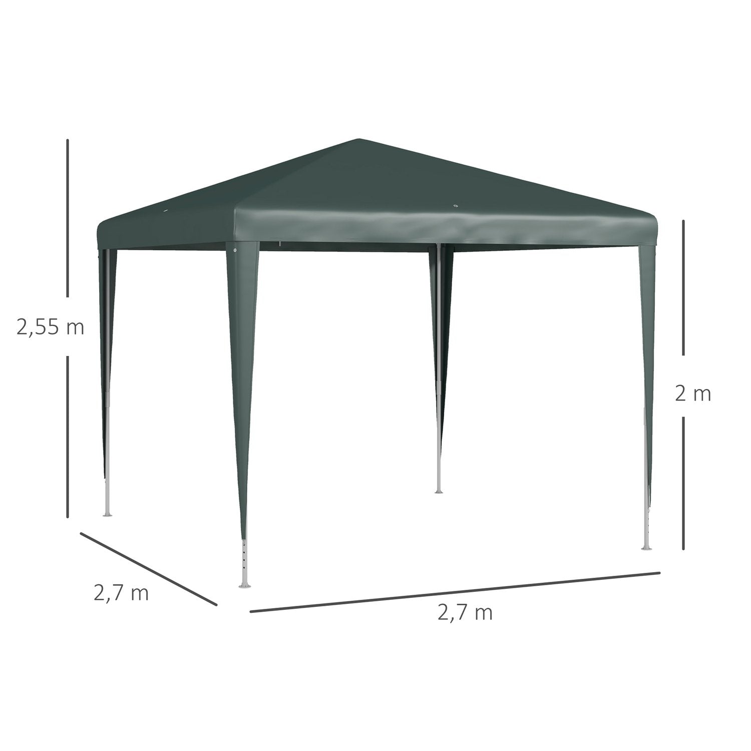 Gazebo 2,7 X 2,7 M Partytält Trädgård Gazebo Trädgårdstält Marquee För Balkong Uteplats Stål Mörkgrön