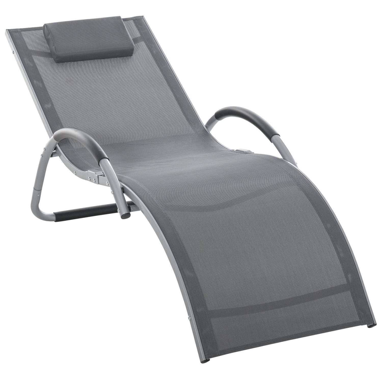 Trädgårdsstolar Med Kuddar Solstol Relax Solstol Ergonomisk Aluminium Textline Grå 160 X 60 X 65 Cm