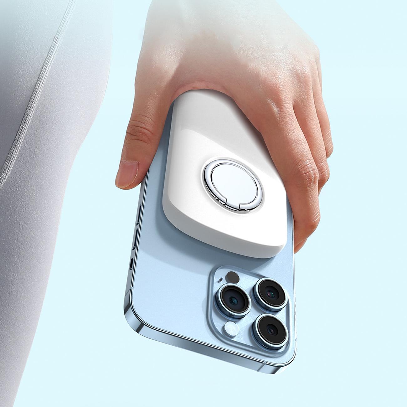 Powerbank med ringinduktiv laddare med stativ upp till 6000mAh 20W vit