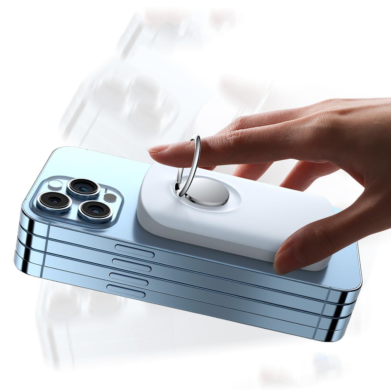 Powerbank med ringinduktiv laddare med stativ upp till 6000mAh 20W vit