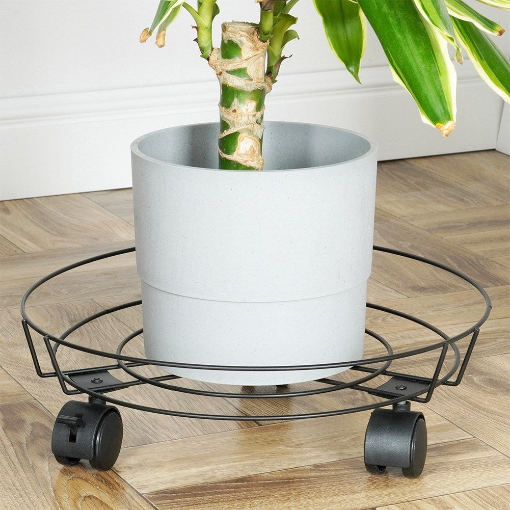 Praktisk och robust blomkruka på hjul med hjullåsning