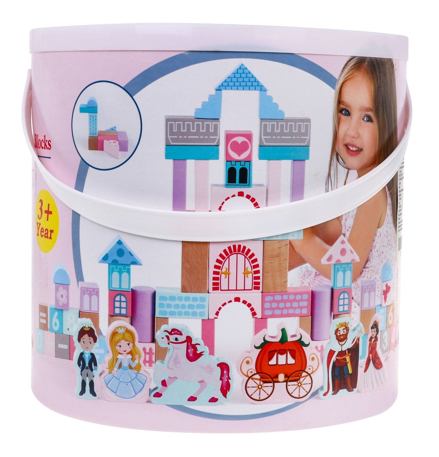 Princess Wooden Castle Set med block och pussel