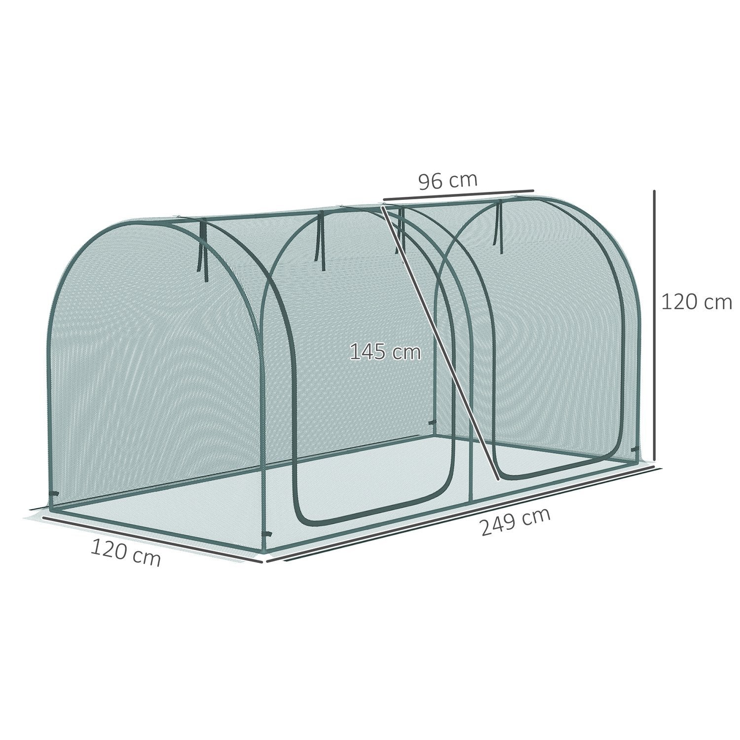 Mini Greenhouse 2,49X1,2M Växtskyddstält Med Dörr, För Trädgård & Balkong, Stålstomme & Hdpe-Nät, Mörkgrön