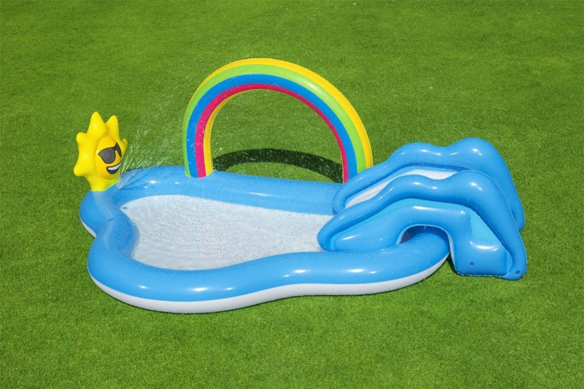 Rainbow Splash Pool & Play Center med rutschkana och spruta