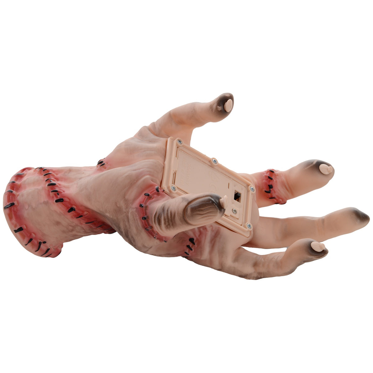 Realistická halloweenská rekvizita ruky Scar, 21 cm, s pohyblivými funkcemi a zvukem