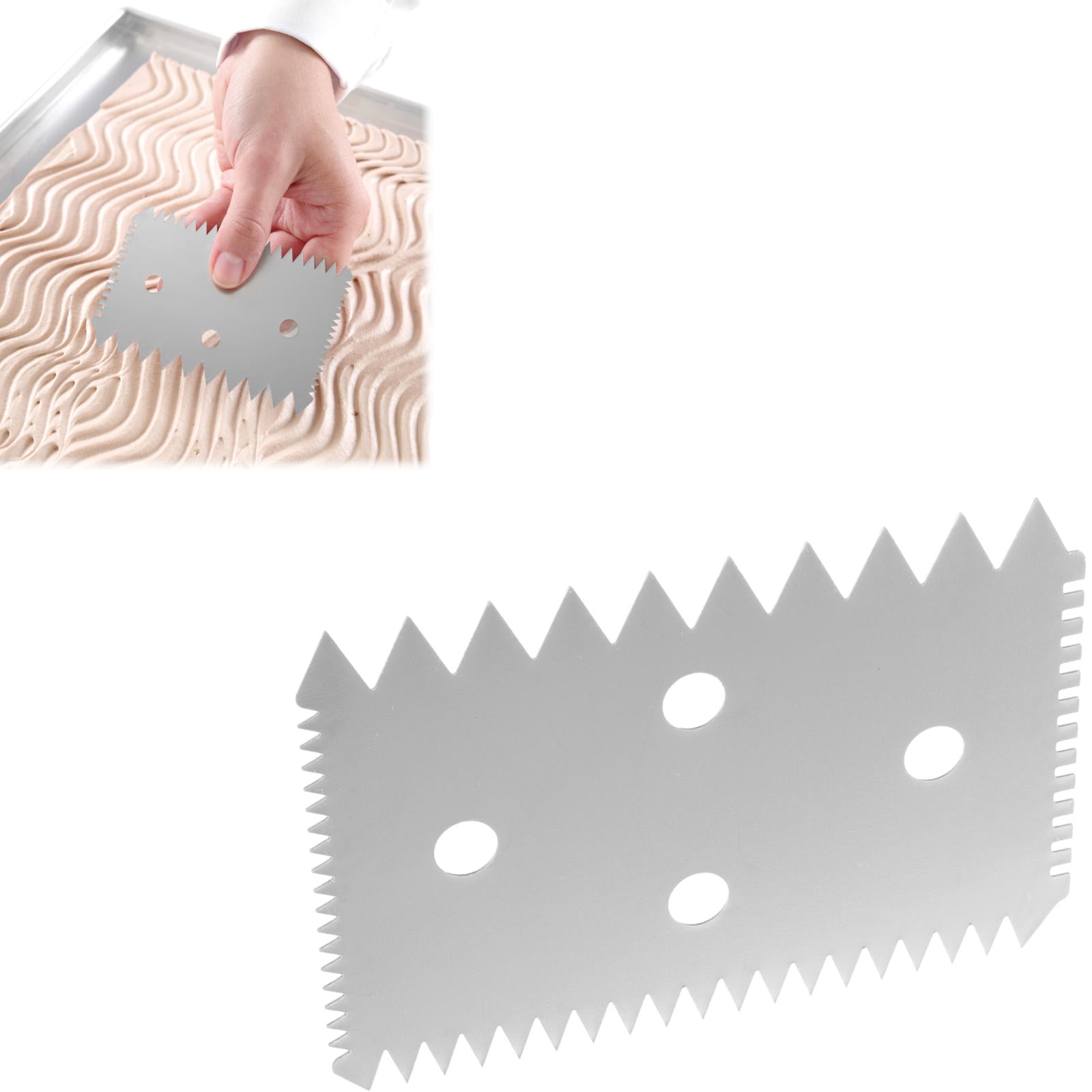 Rektangulär konfektskrapa, tandad, rostfritt stål, 102x69mm - HENDI 554234