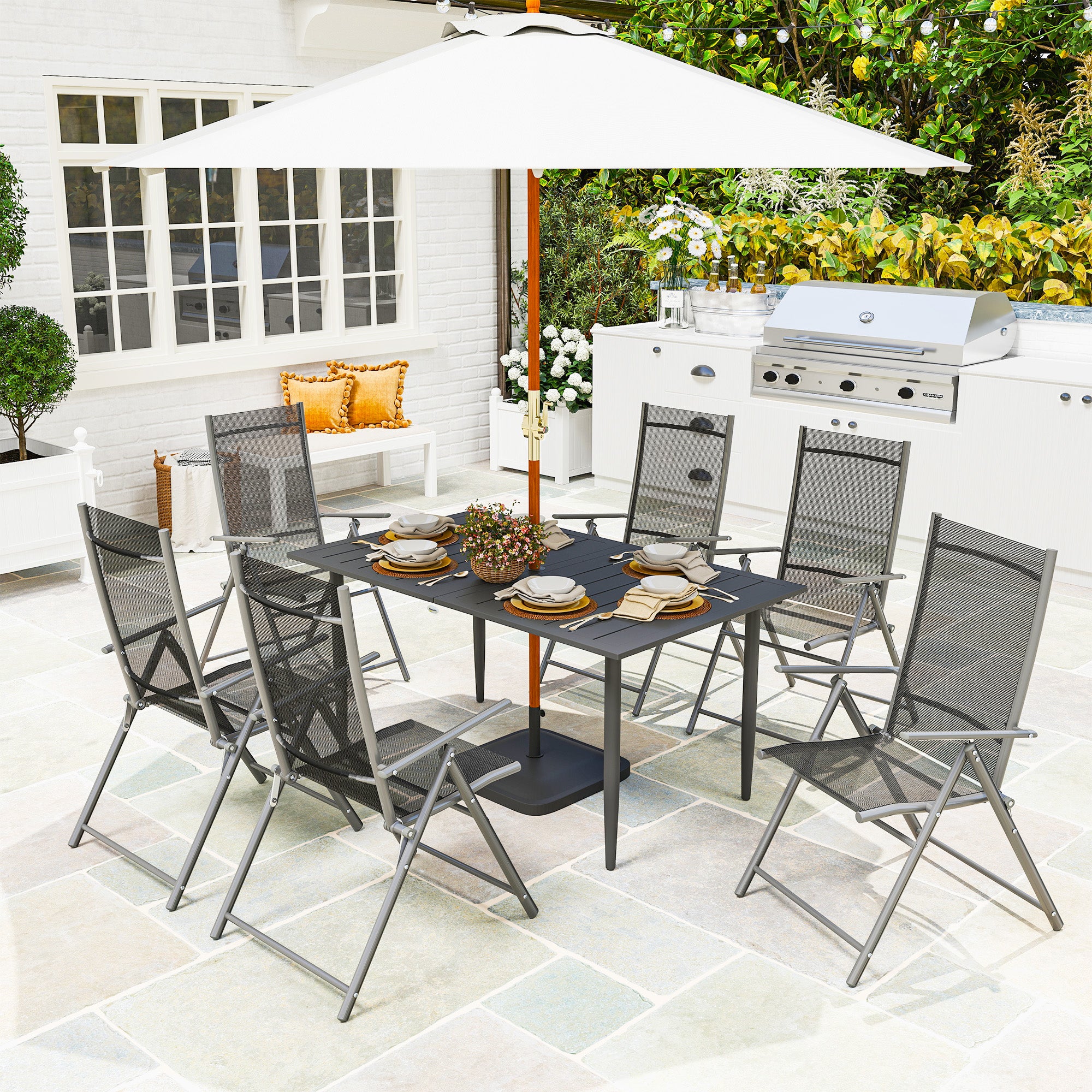 Rektangulärt Utomhusbord i stål, 150x90cm, Svart