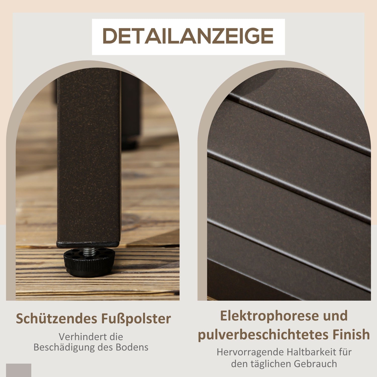 Rektangulärt soffbord i stål – Trälook, 91x51x46 cm