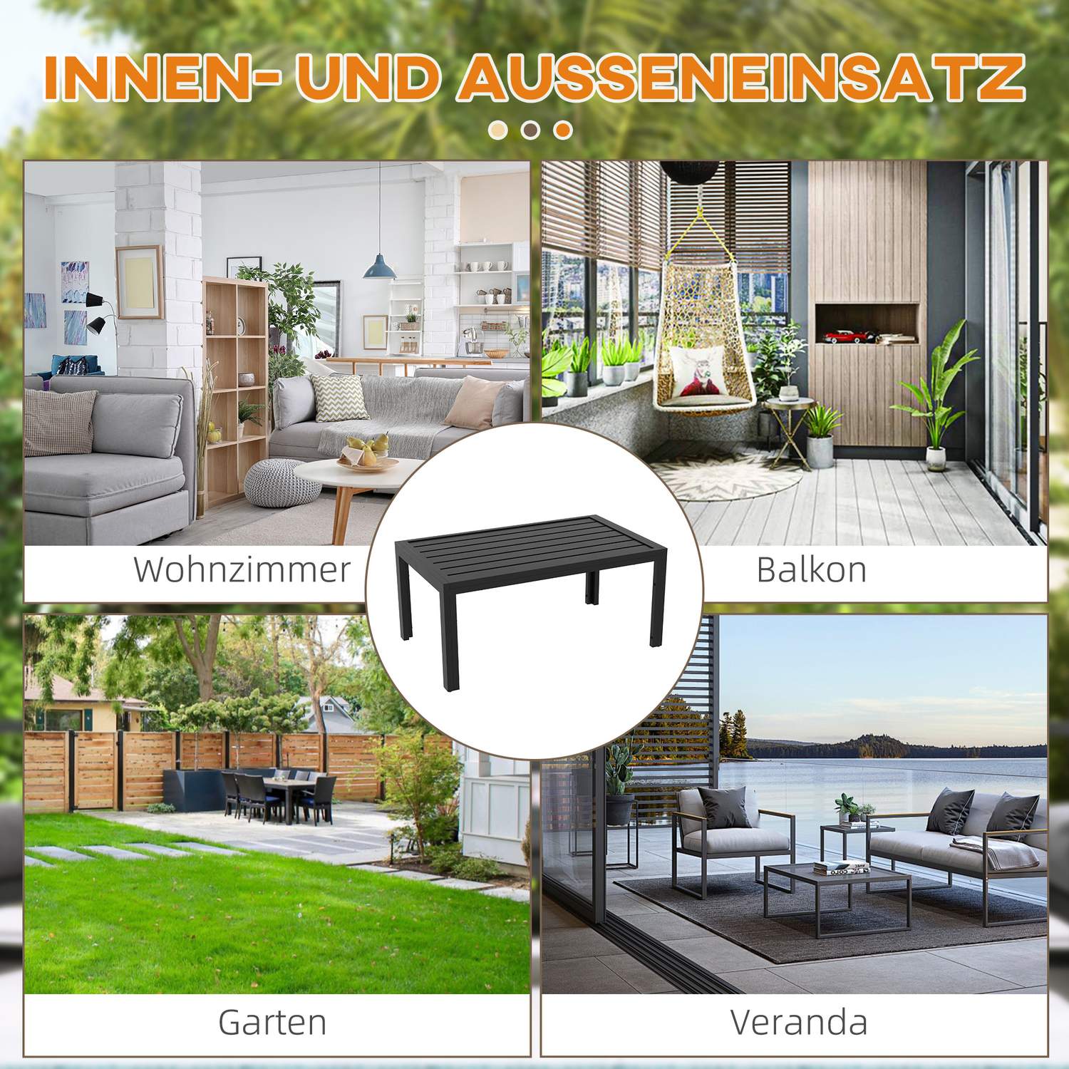 Rektangulärt utomhusbord i stål – väderbeständigt, lättskött