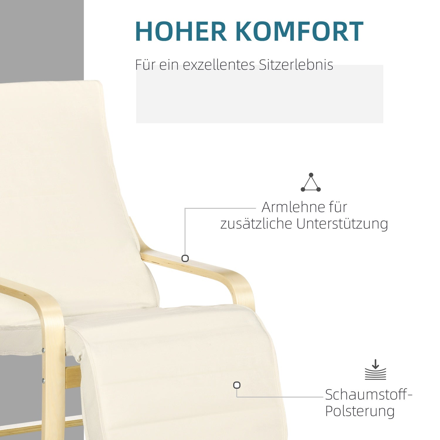 Relaxation Swing Recliner Stol, Justerbart Fotstöd, Cream