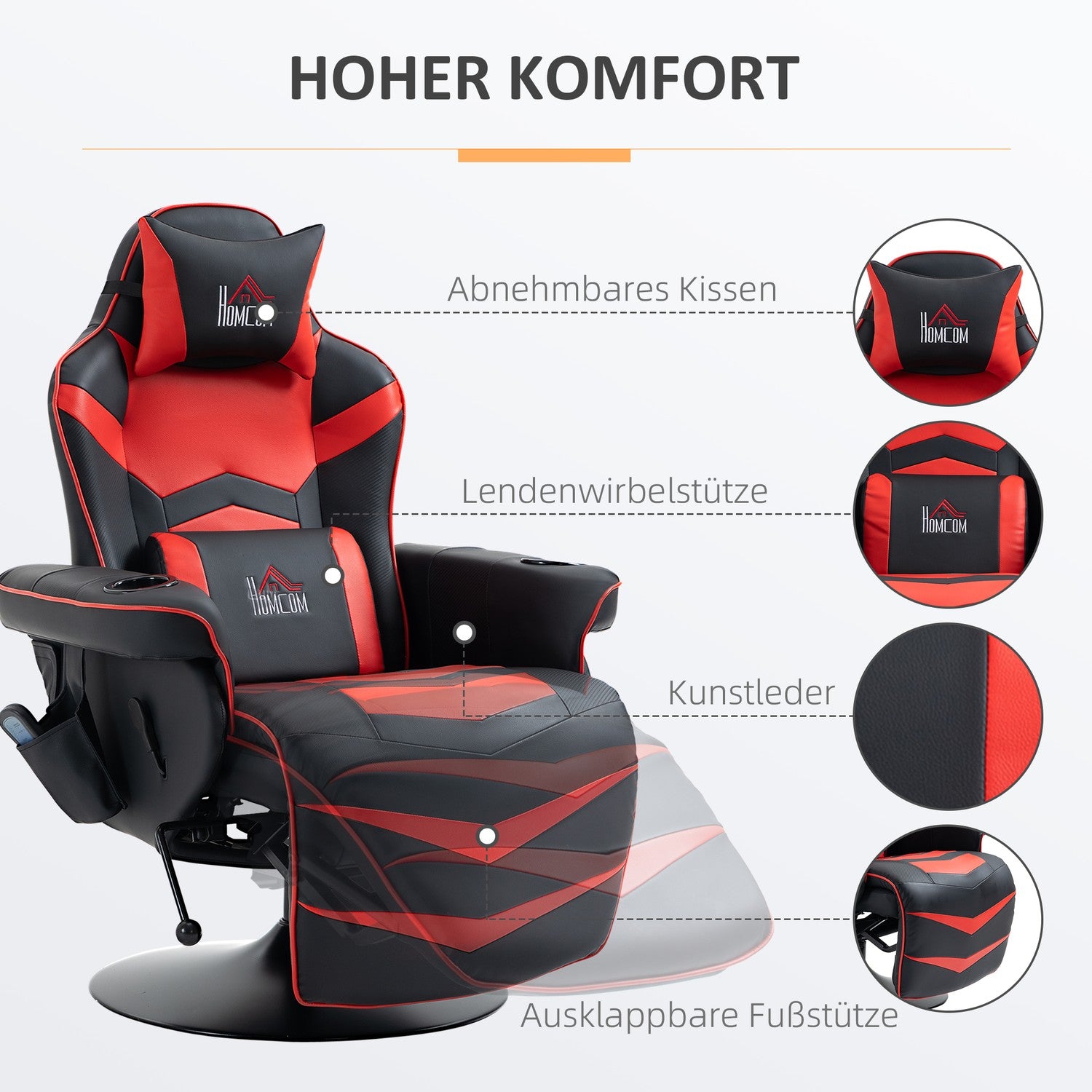 Ergonomisk vilstol Loungestol, konstläder, massagefunktion