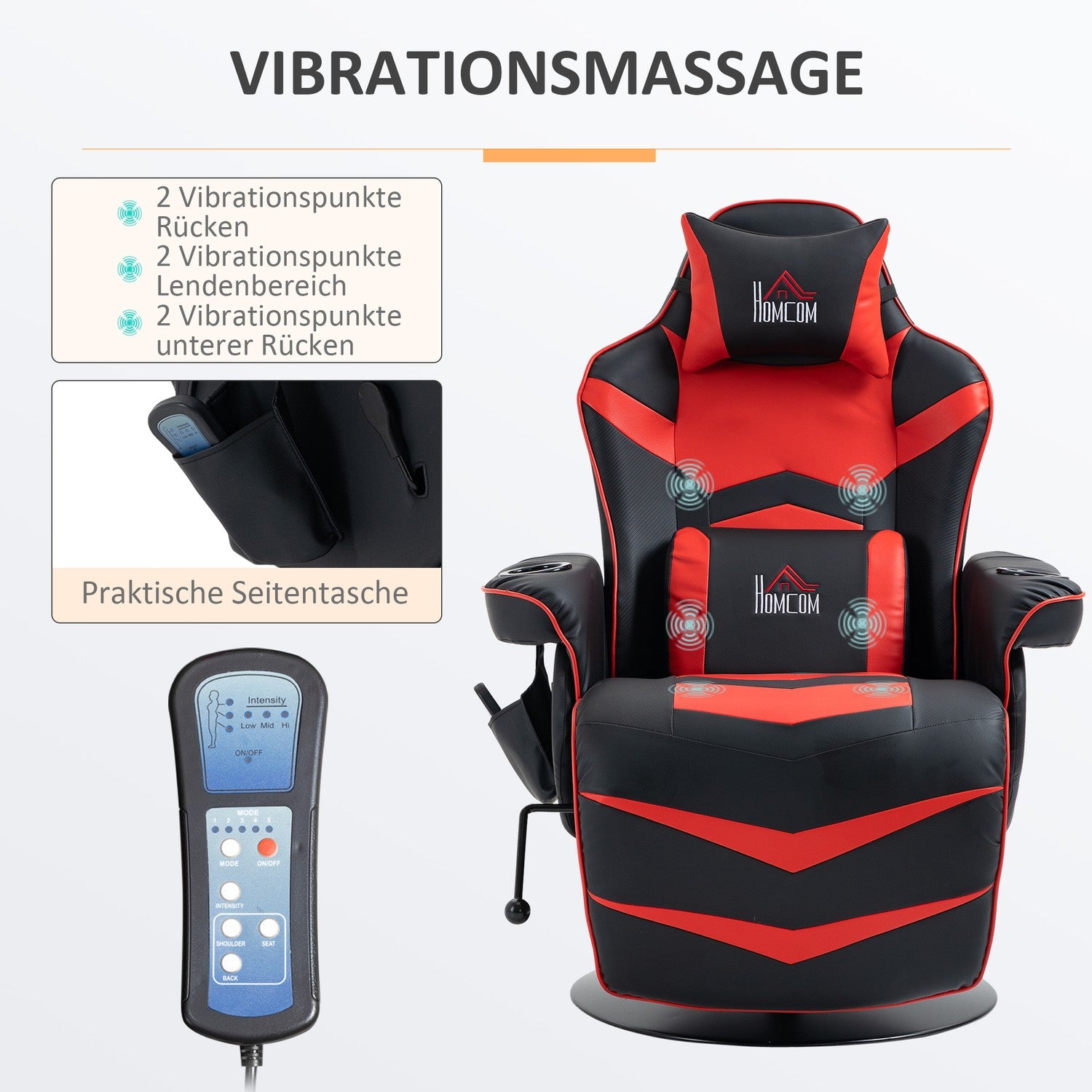 Ergonomisk vilstol Loungestol, konstläder, massagefunktion