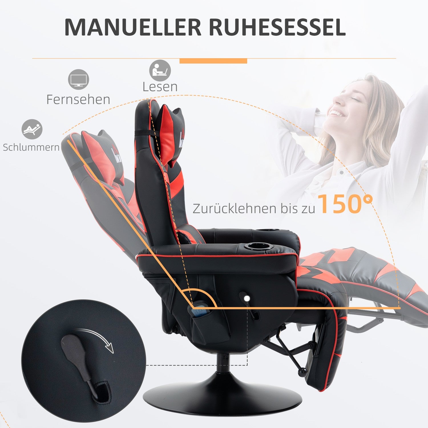 Ergonomisk vilstol Loungestol, konstläder, massagefunktion
