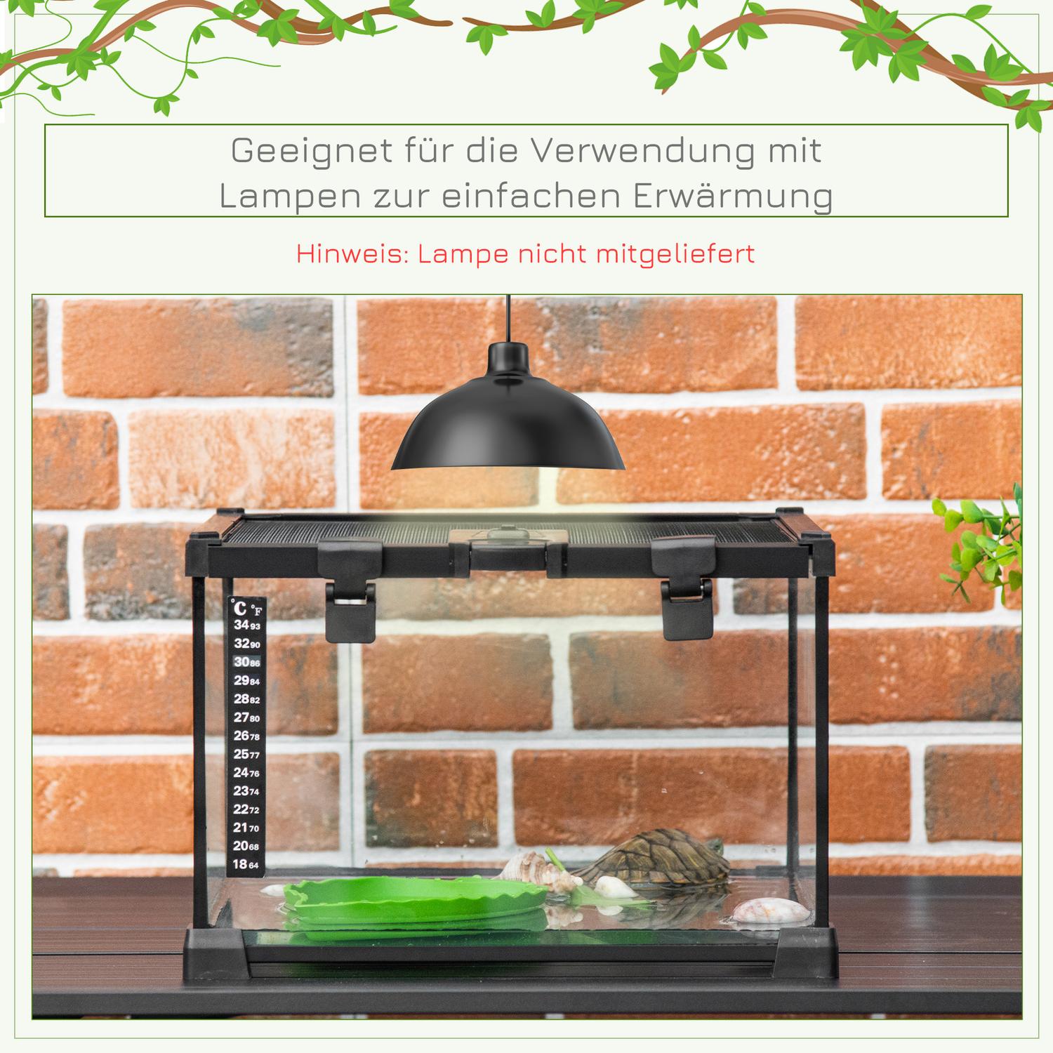 Reptilterrarium i glas med termometer, 50x30x25 cm