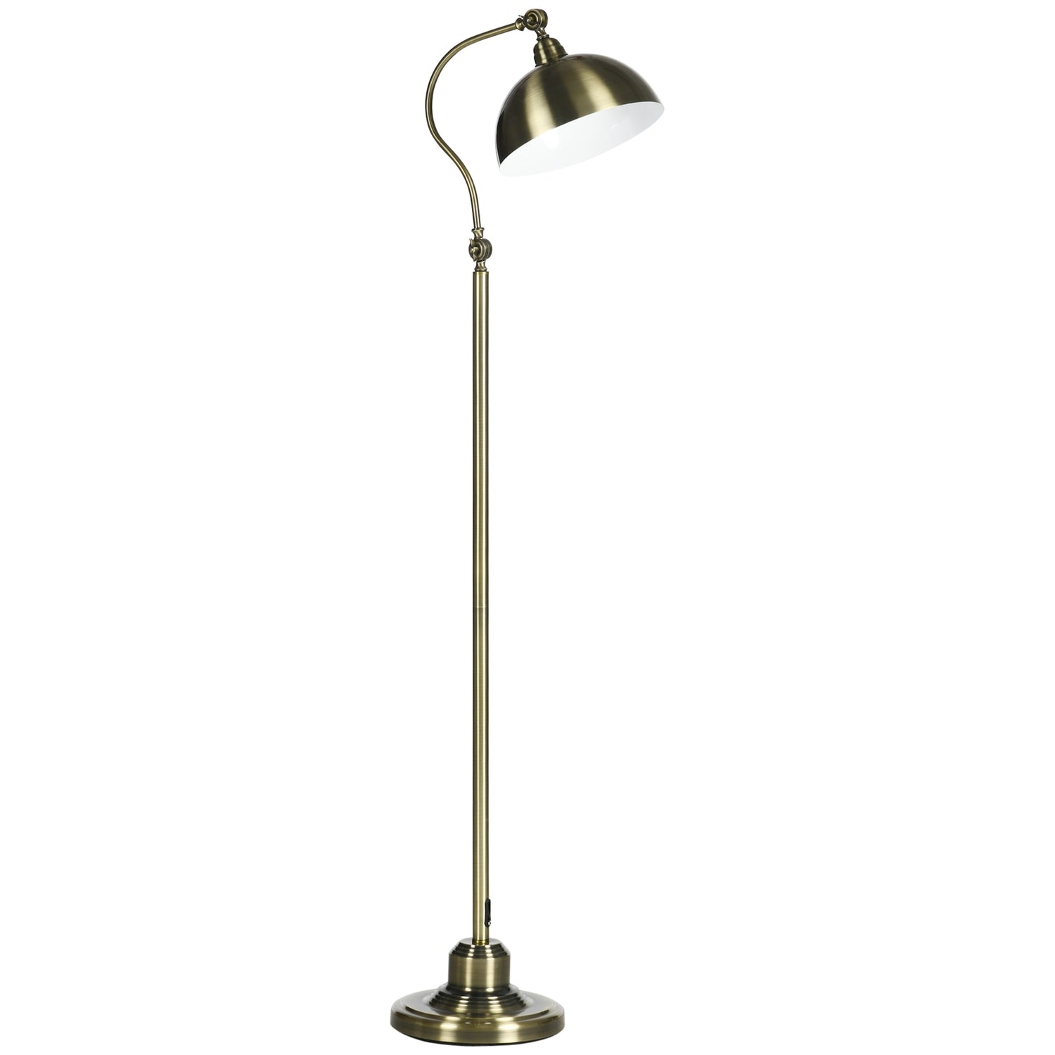 Retro Arc golvlampa – justerbar E27 mässingsfinish