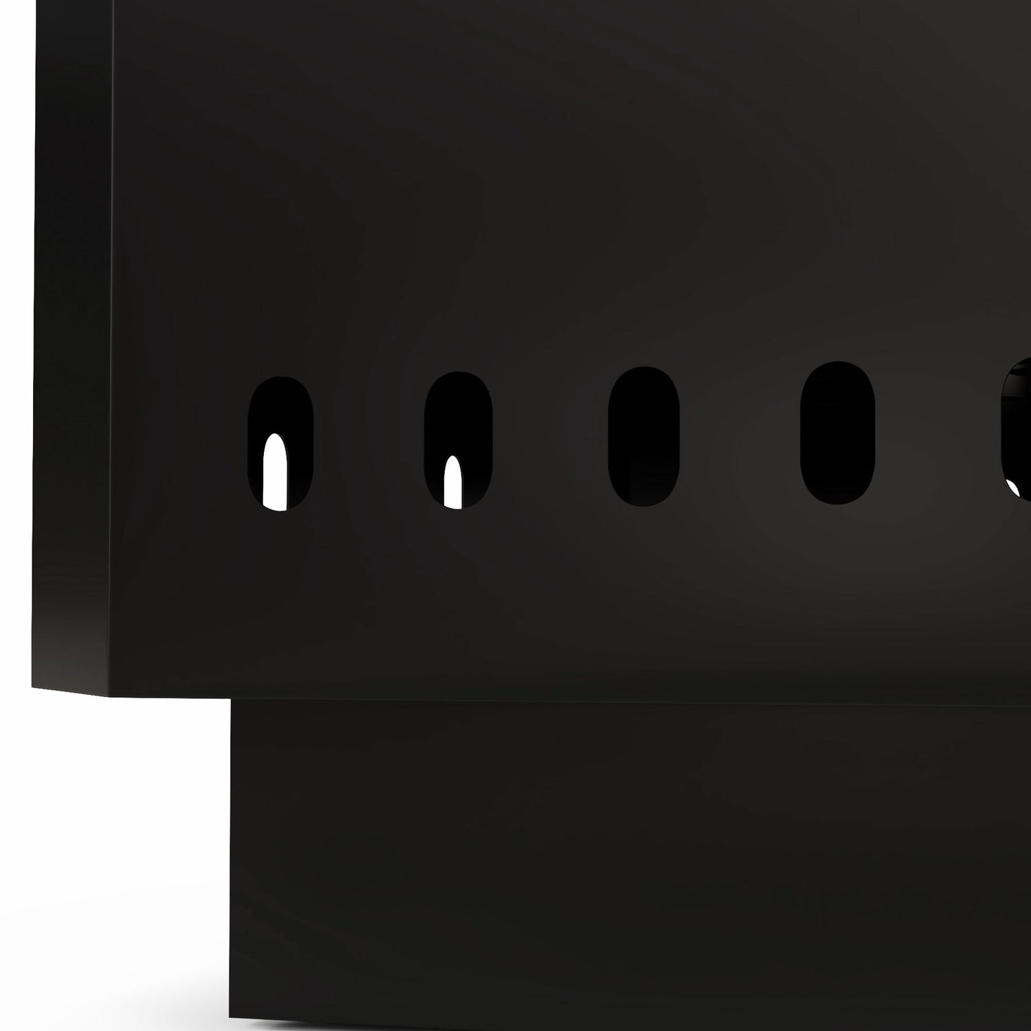 Rökfri fyrkantig eldstad, svart metall, med pokerverktyg