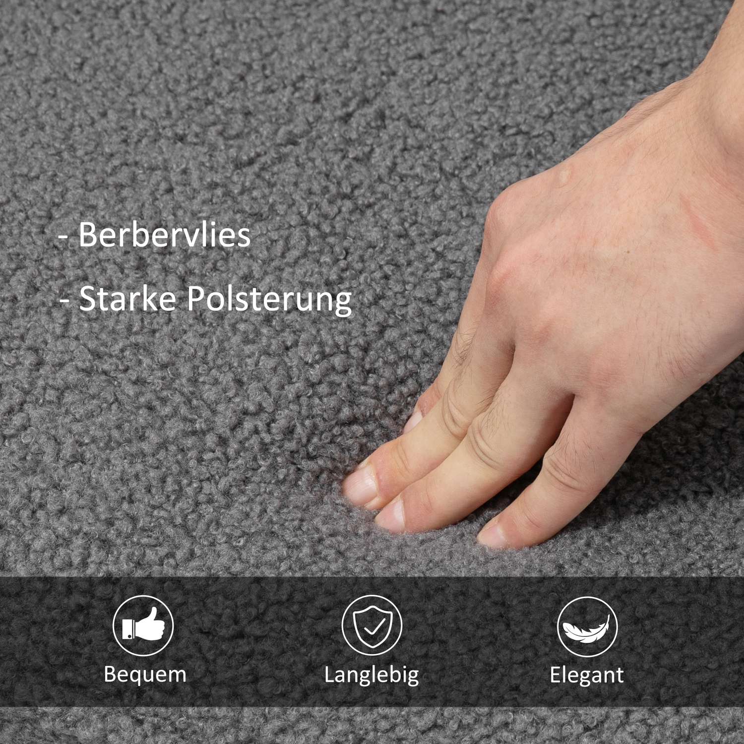 Rocking Accent Chair, mörkgrå berberfleece, 71x92x101 cm