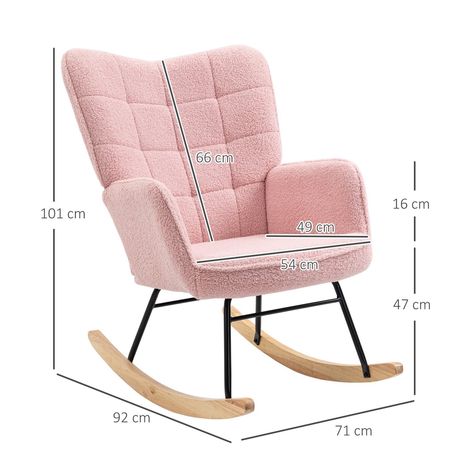 Gungstol, Gungstol, Accentstol, Relaxstol, Vardagsrumsstol För Sovrum, Upp Till 120 Kg, Lammskinnsimitation, Rosa