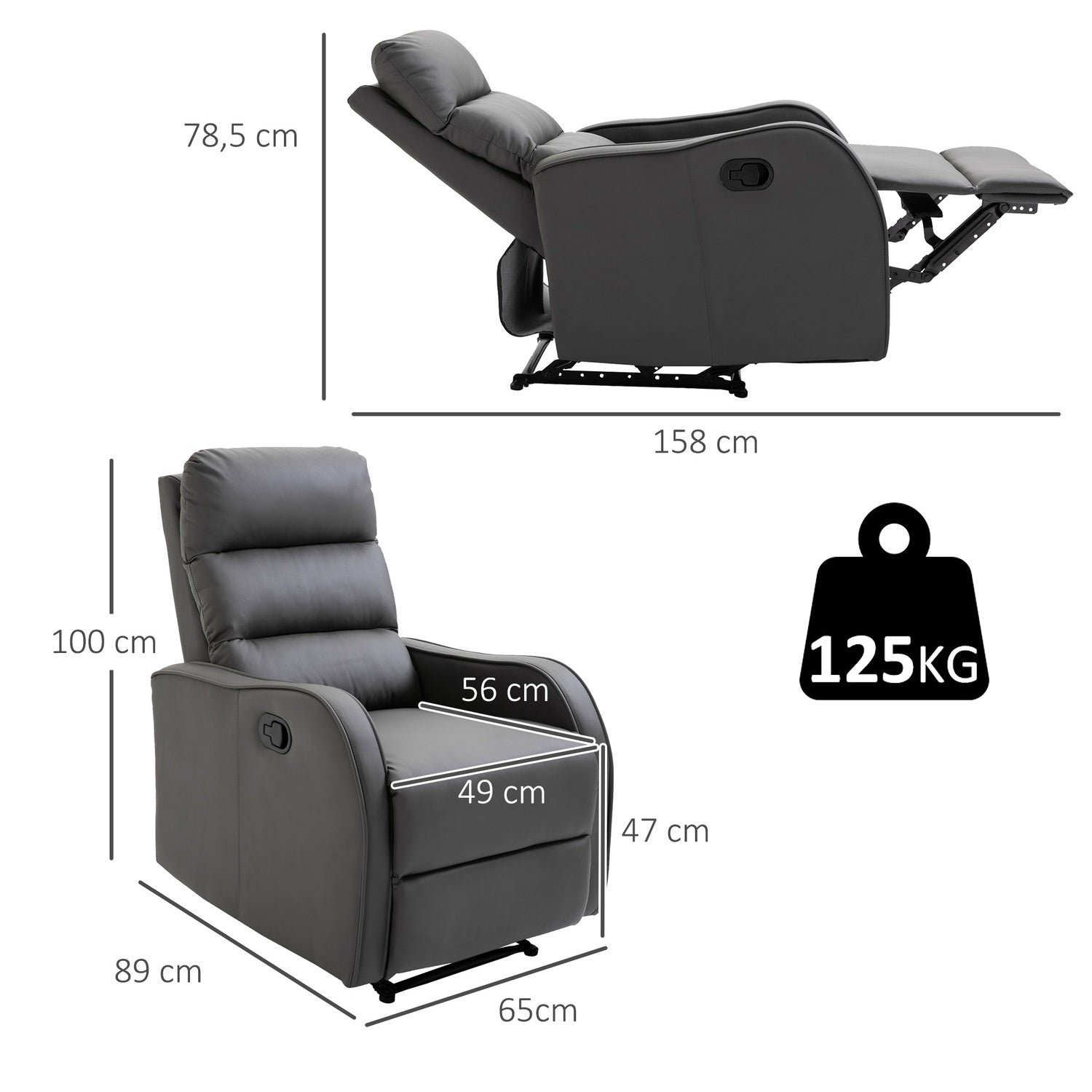 Rocking Recliner Stol, Vridbar Med Mugghållare, Microfiber