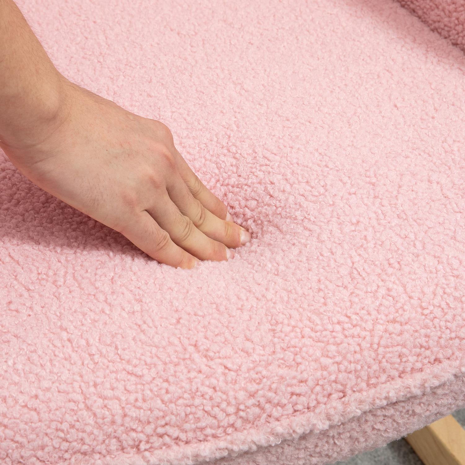 Rosa gungstol imiterat lammskinn – Rymmer upp till 120 kg