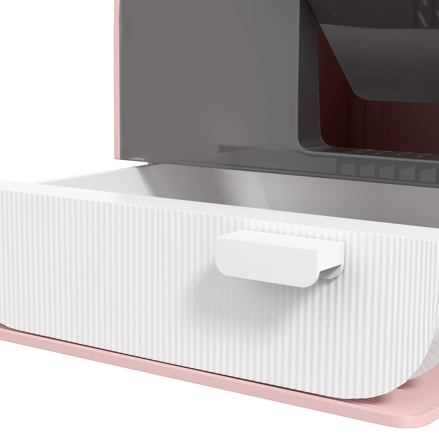 Rosa kattsandlåda med utdragbar bricka och matta, 5 kg kapacitet