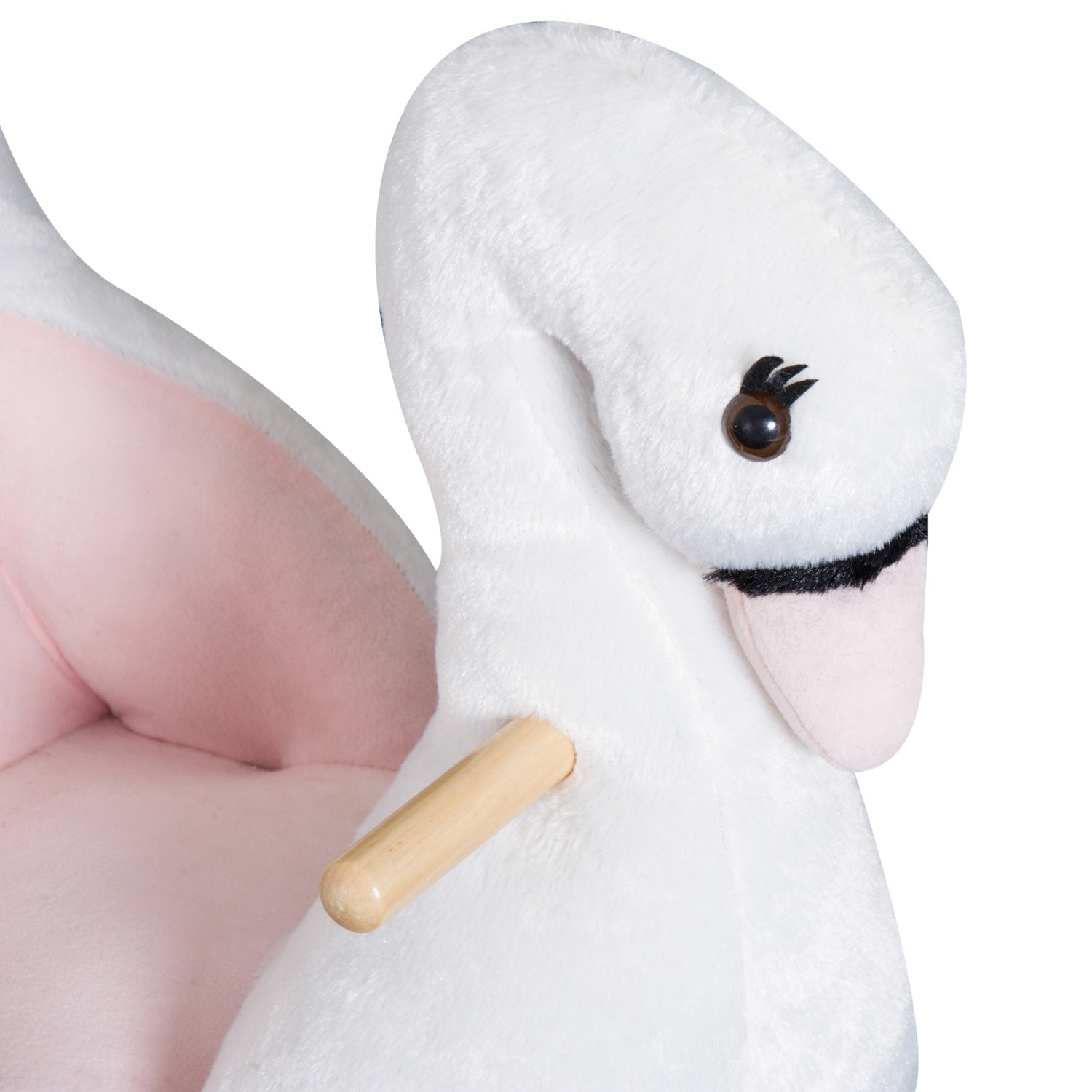 Rosa och vit gunghäst för barn – Mjuk plysch, 60x32x55 cm