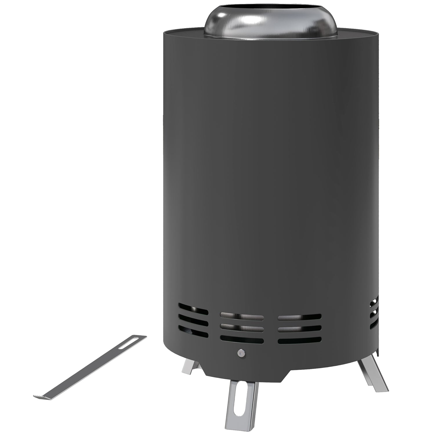 Rostfritt stål rökfri eldstad med poker – Ø16x25cm