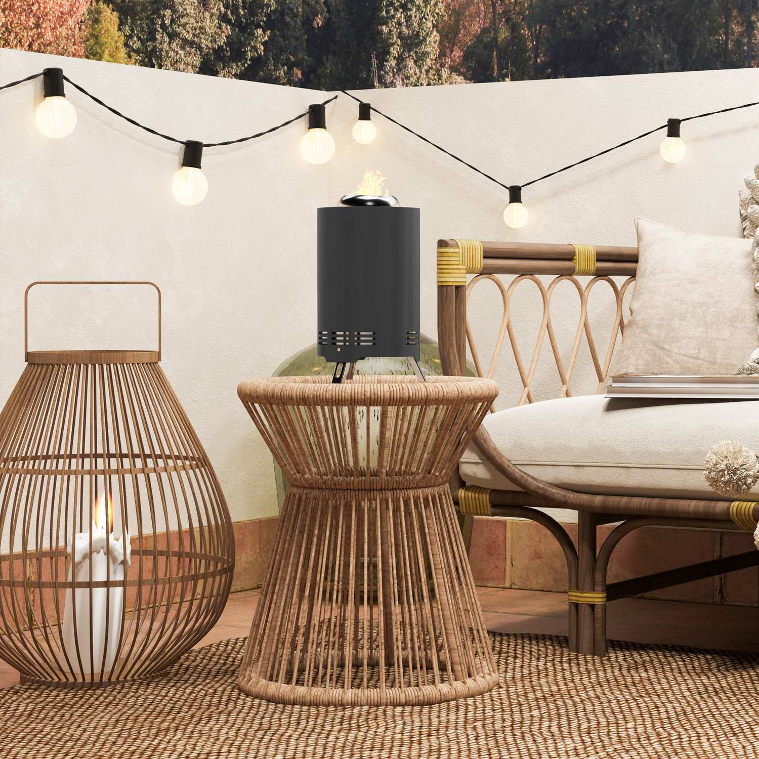 Rostfritt stål rökfri eldstad med poker – Ø16x25cm