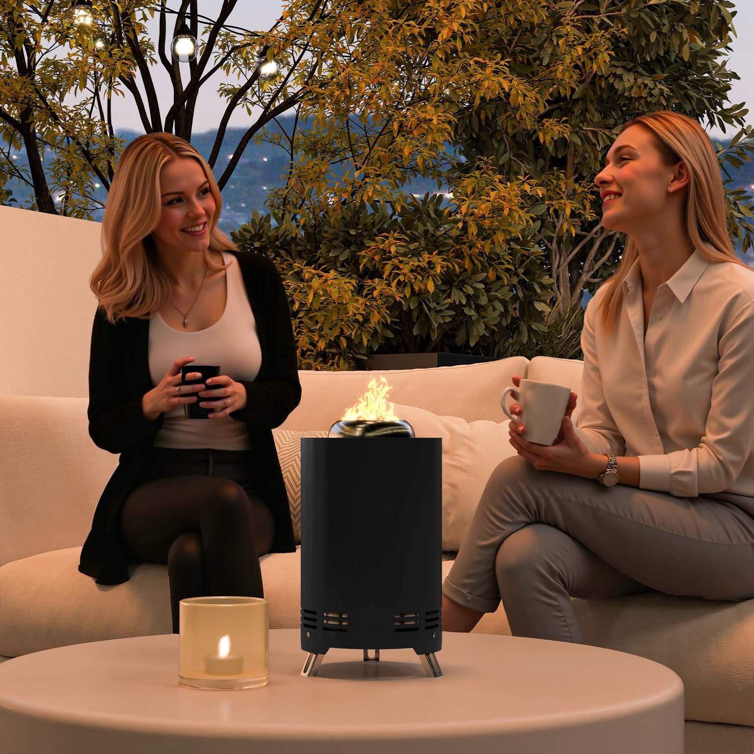 Rostfritt stål rökfri eldstad med poker, Ø16x25cm