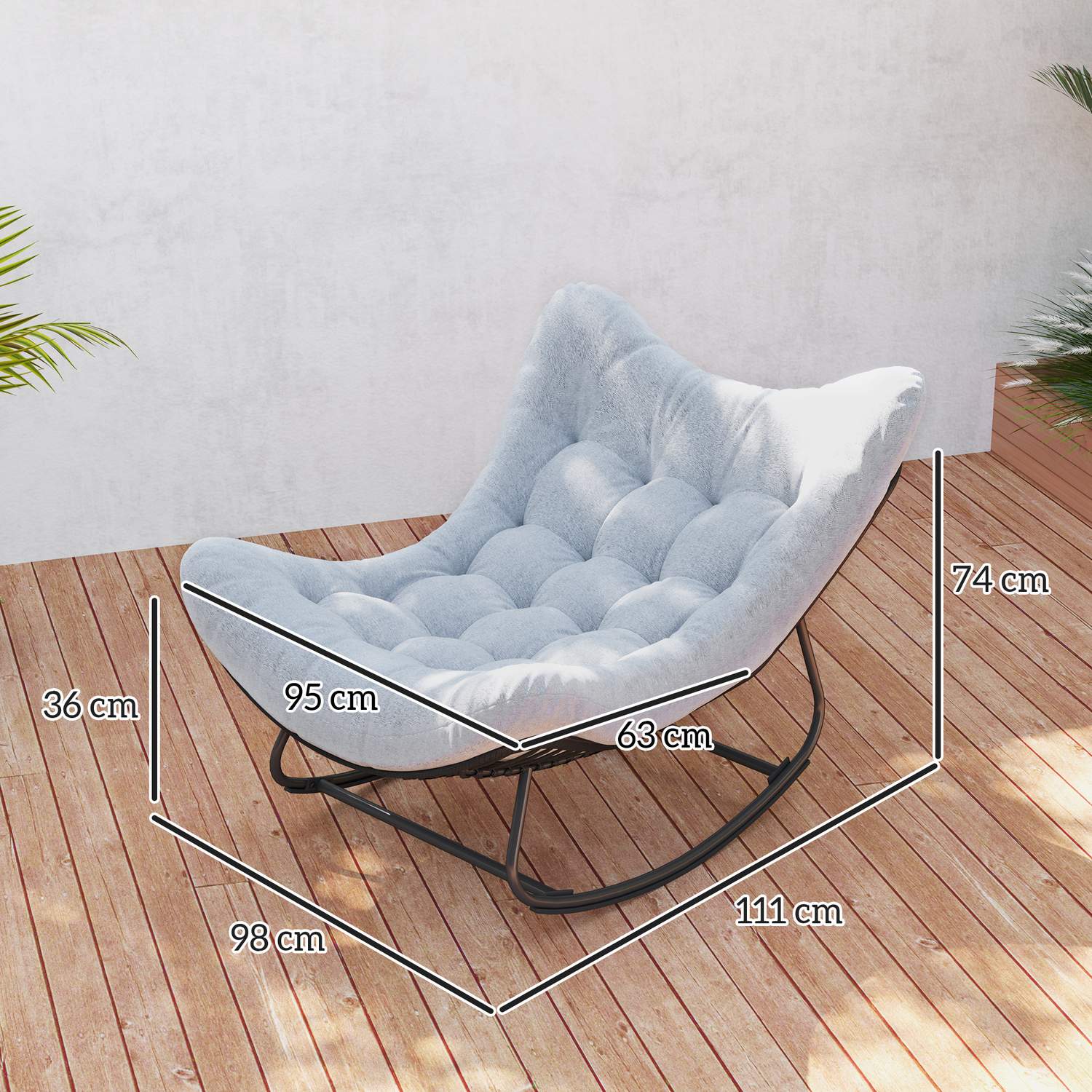 Rotting Rocking Garden Bänk med stålram och dyna