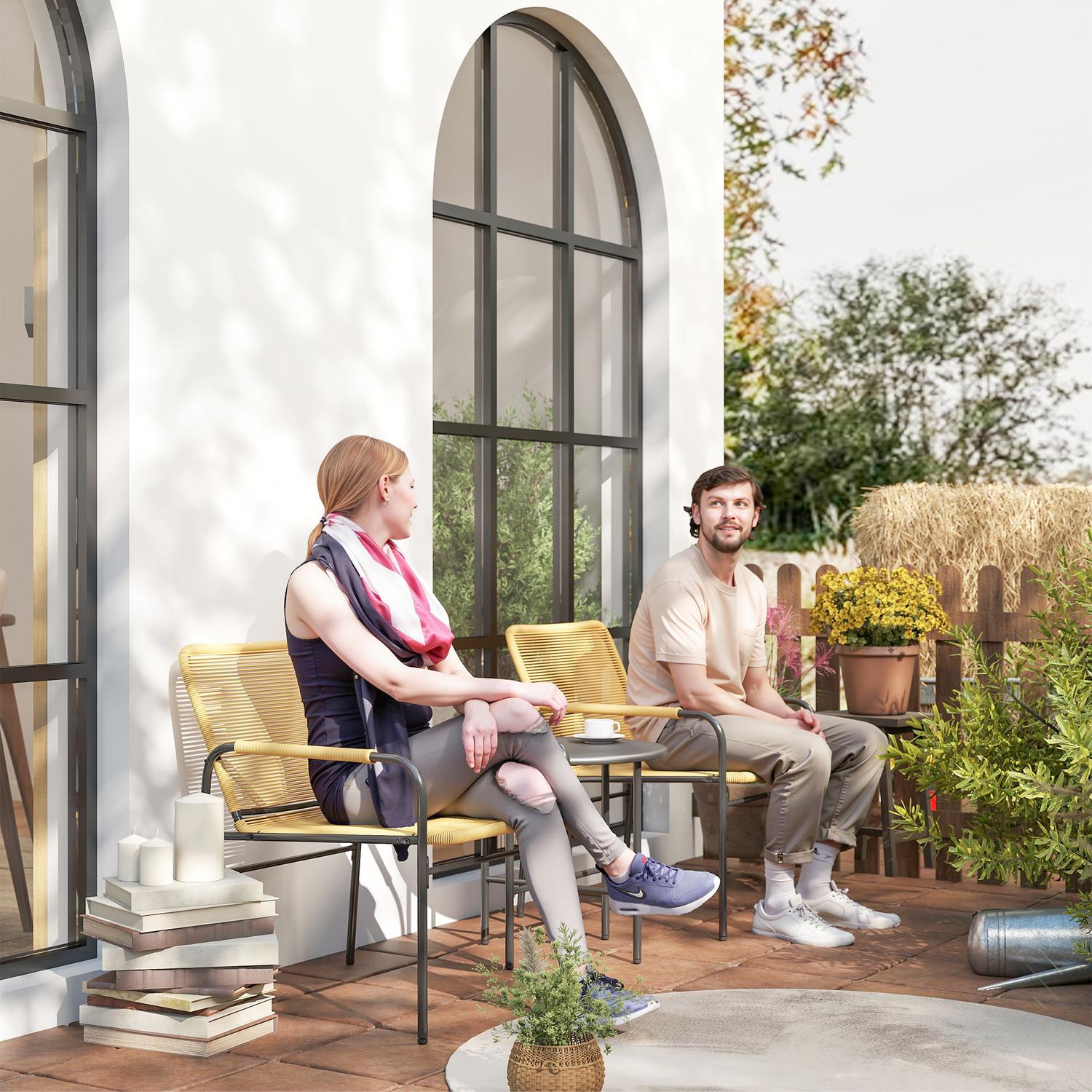 Rotting bistroset – 2 stolar & bord, trädgård/uteplats, gul