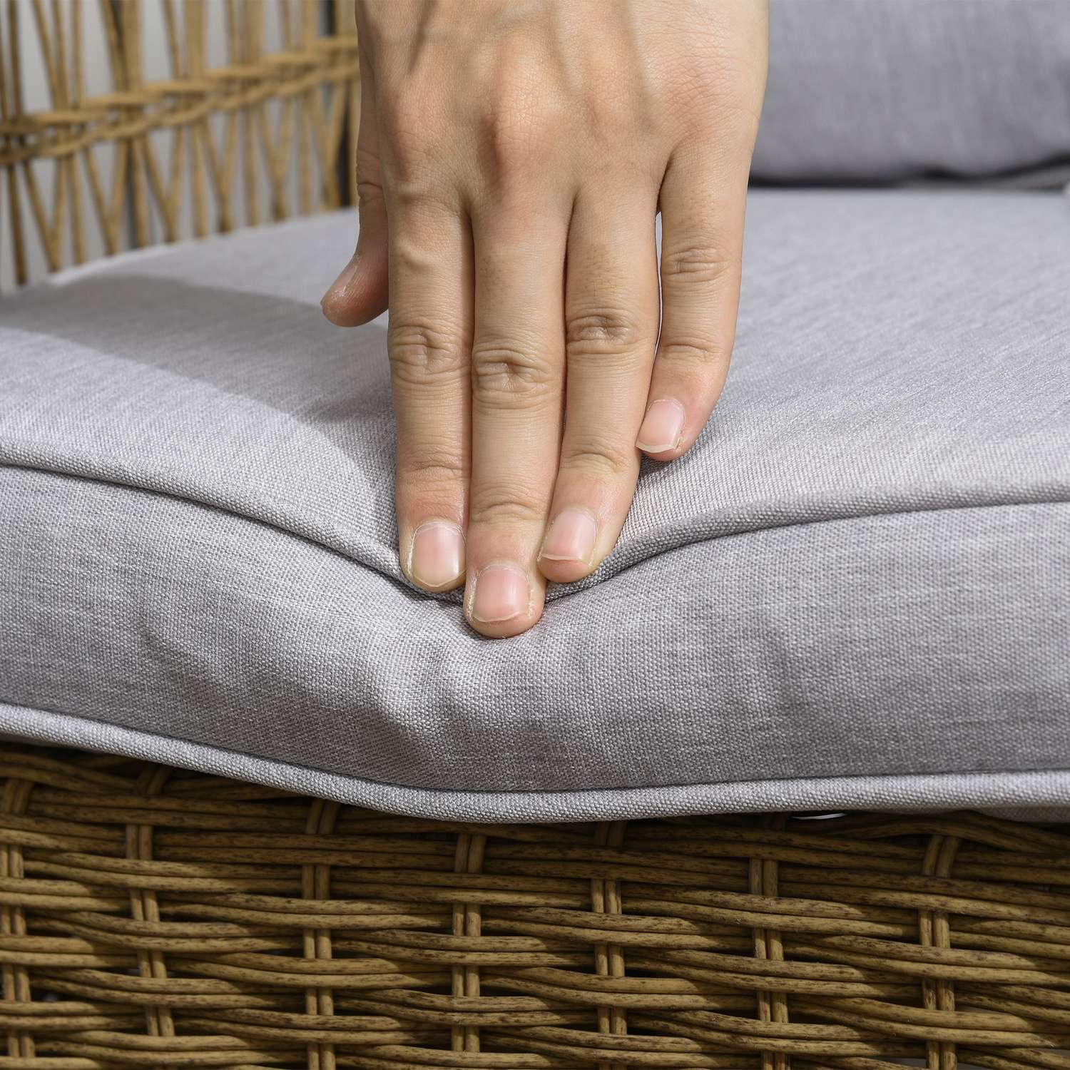 Rotting gungstol med kuddar, gula, tvättbara klädslar