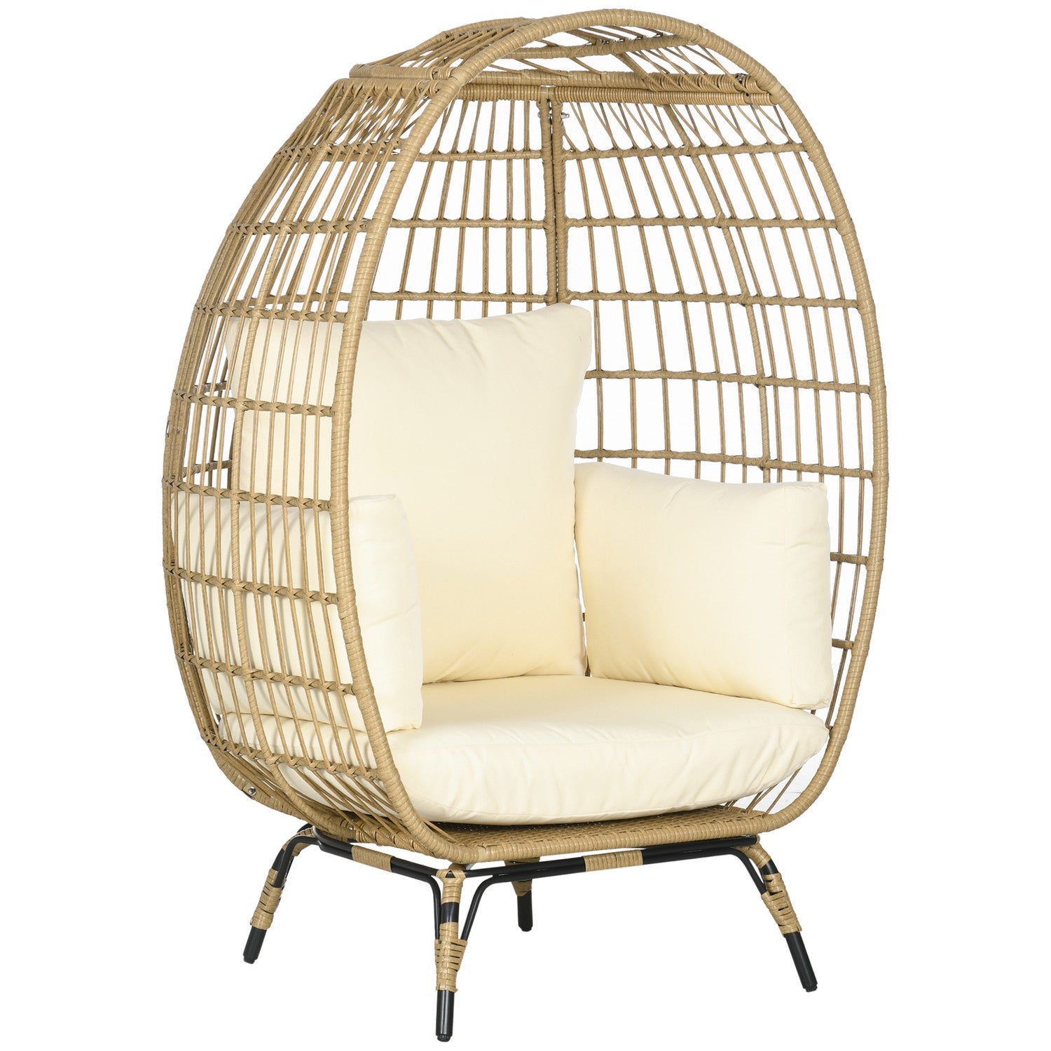 Rottingstol med Dyna – Metal Khaki, 105x97x150 cm