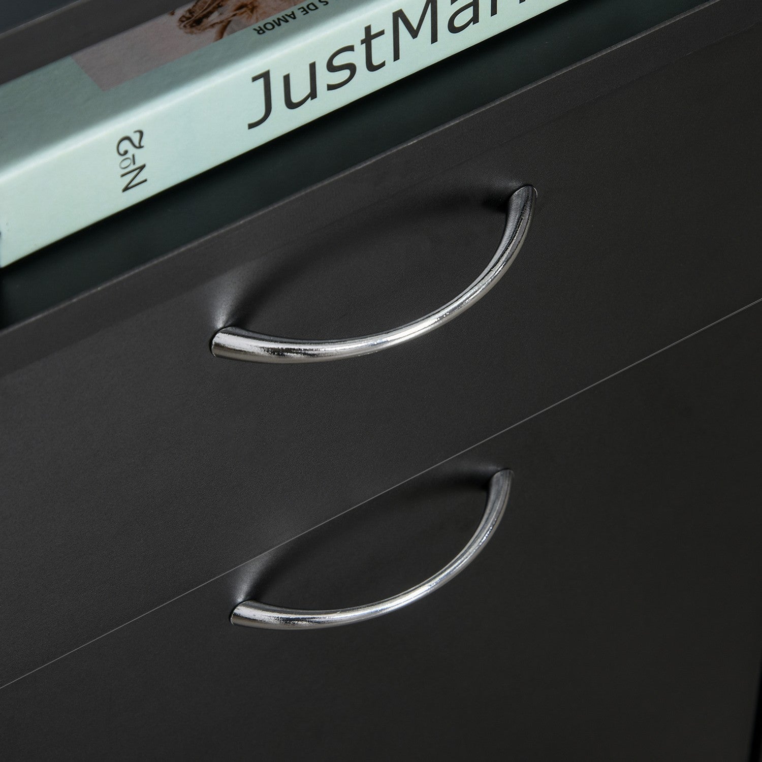 Rullande arkivskåp med låda – Svart, 40x35x60 cm