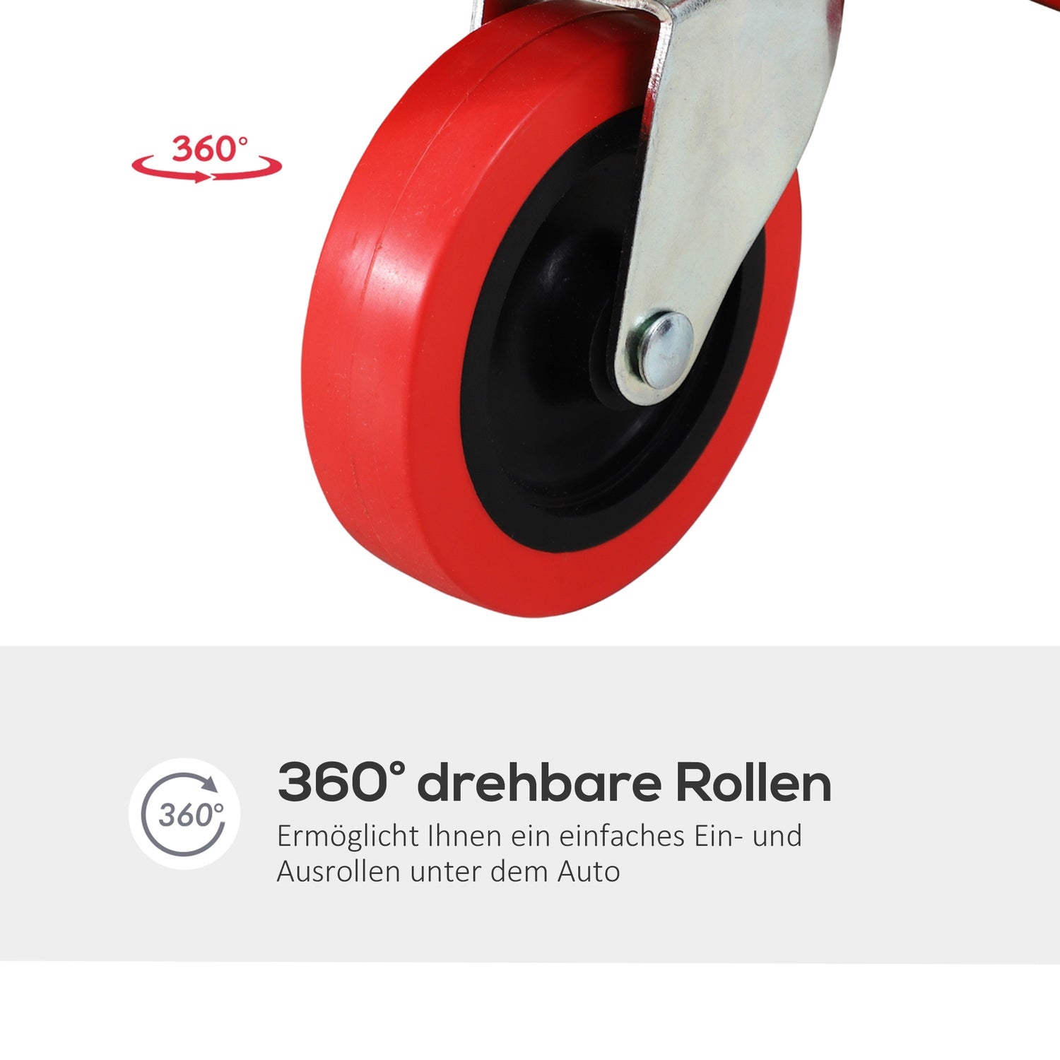 Rullbräda för bilverkstad – 6 hjul, 120 kg kapacitet, röd