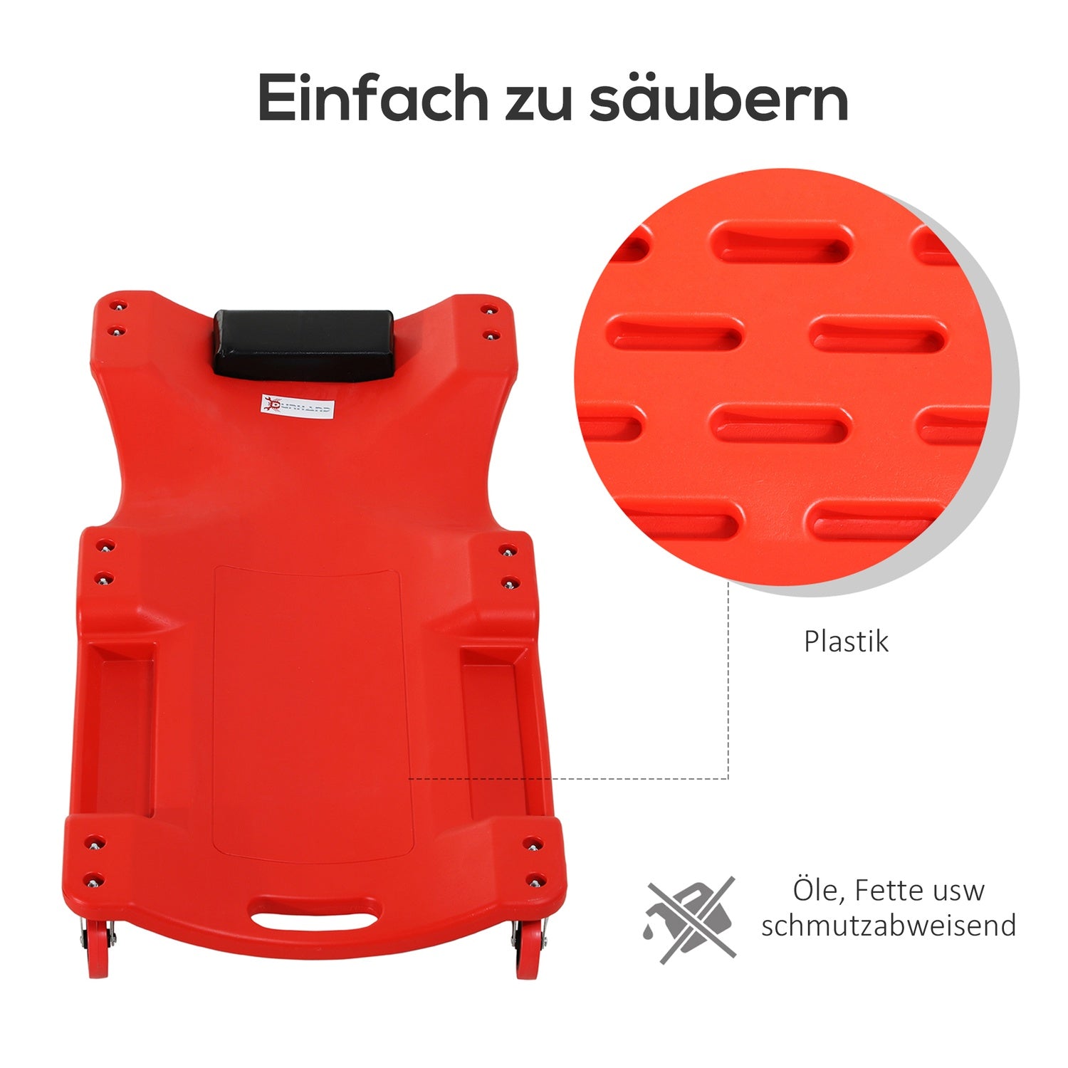 Rullbräda för bilverkstad – 6 hjul, 120 kg kapacitet, röd