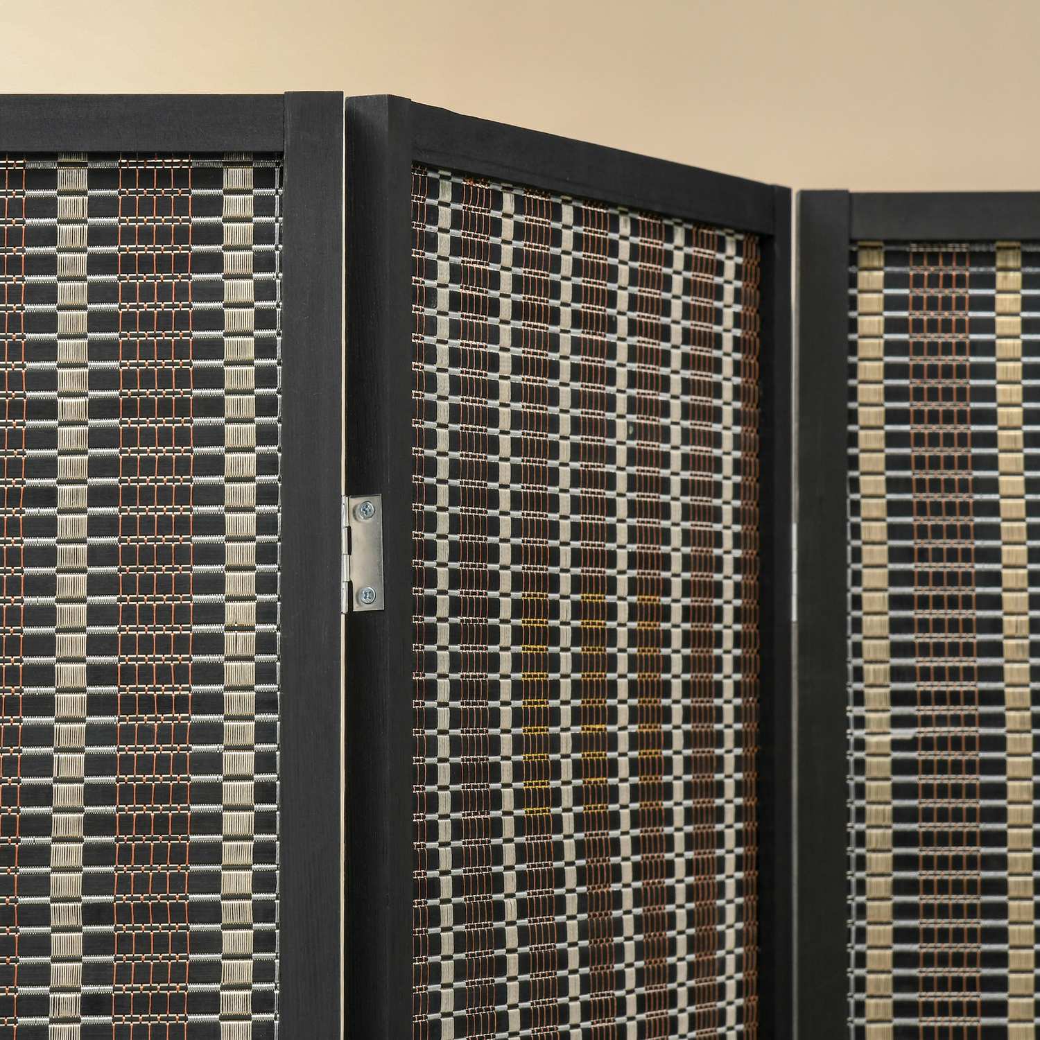 Rumsavdelare av bambu, 4-panel, 180x180 cm, Vikbar Brun