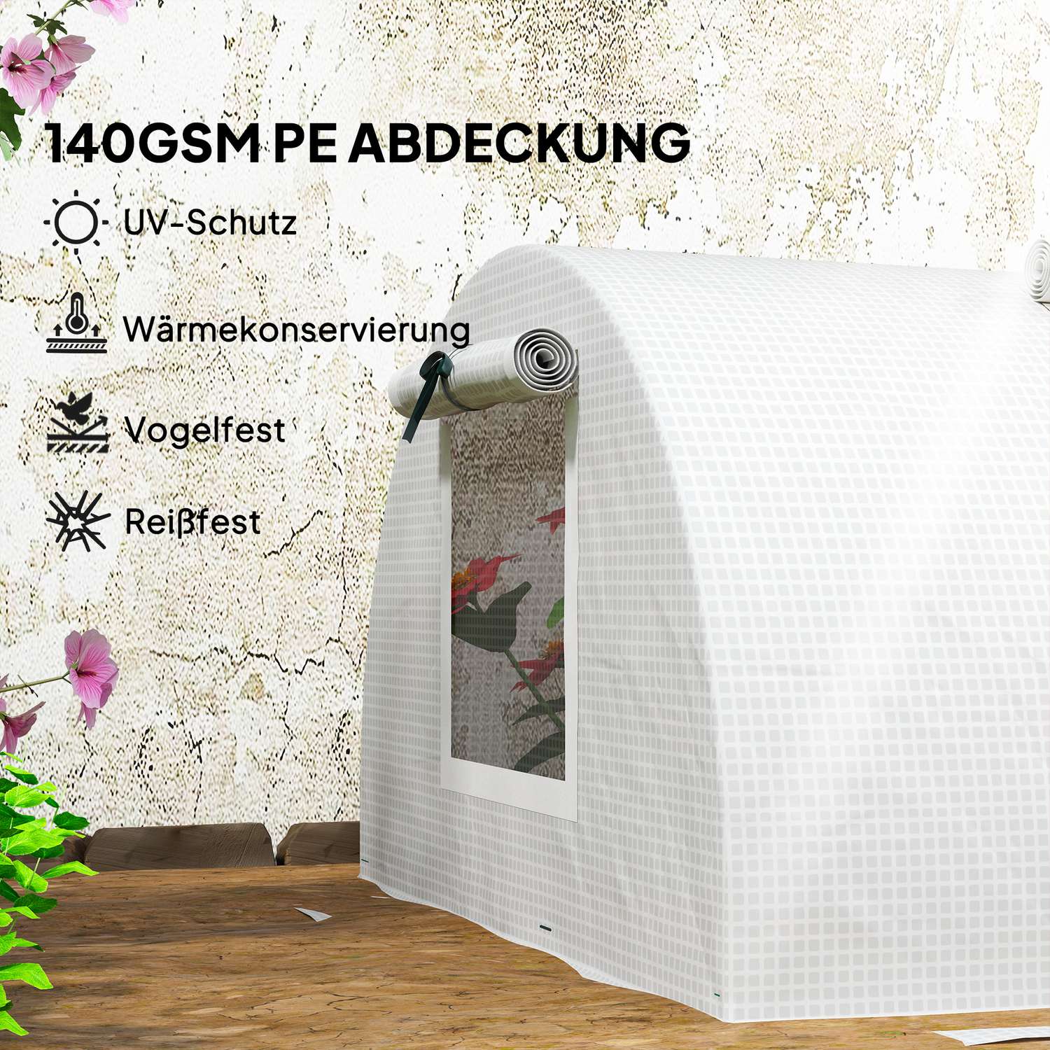 Runda taktomatväxthus, UV-skyddat, 300x80x45 cm