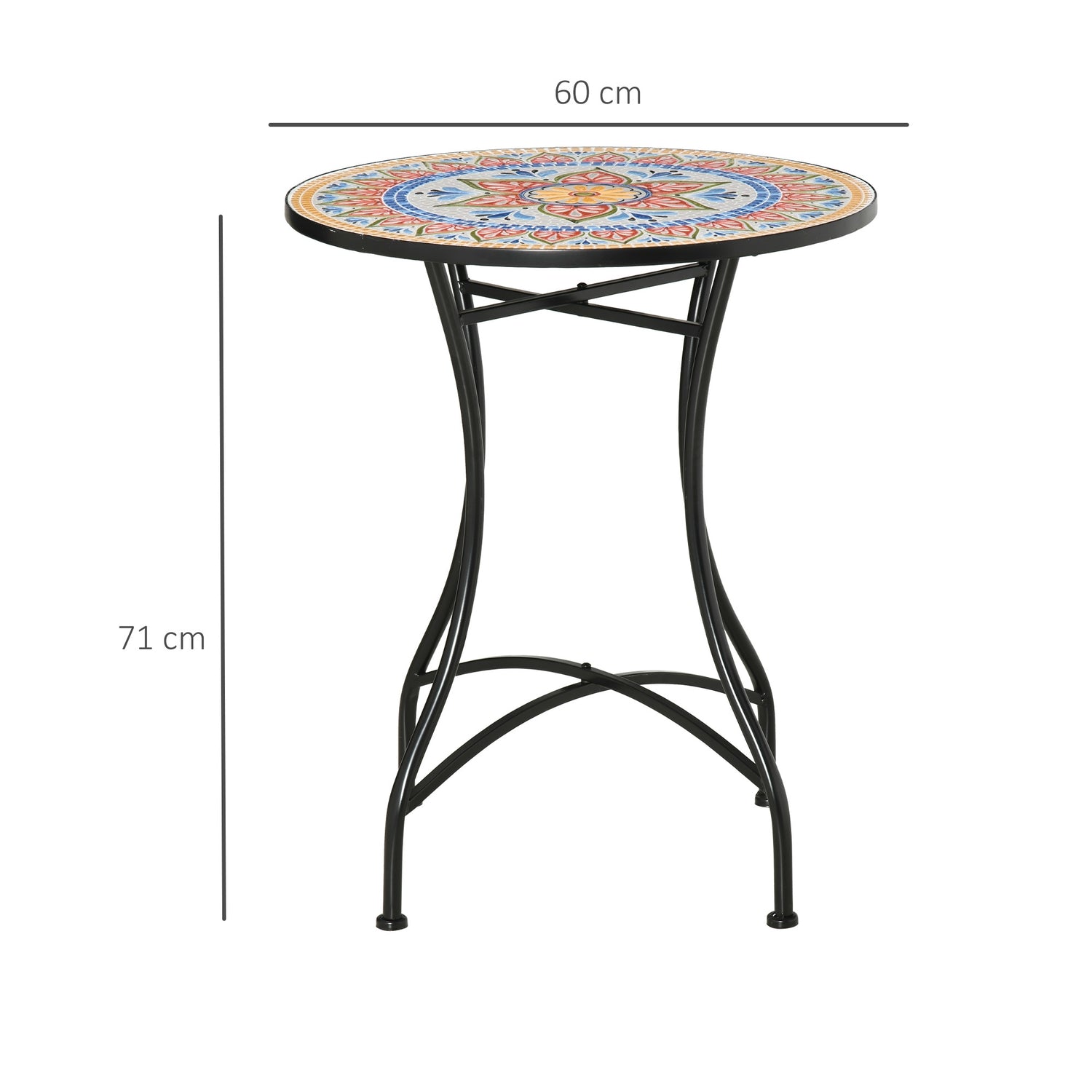 Runt Mosaic Garden Bistrobord – Keramikskiva, Ø60 cm