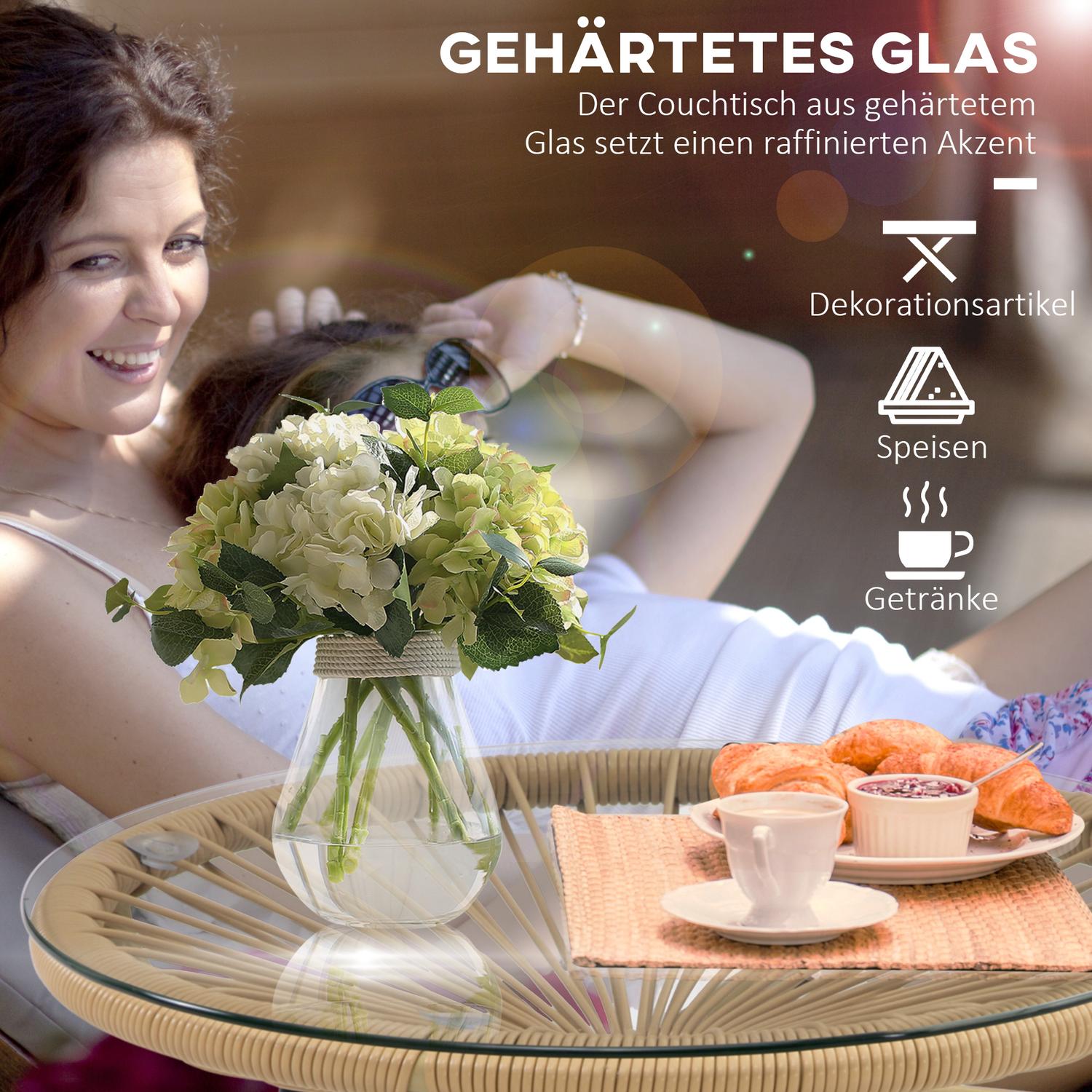 Runt bistrobord för trädgård eller uteplats, svart & beige, 50 cm