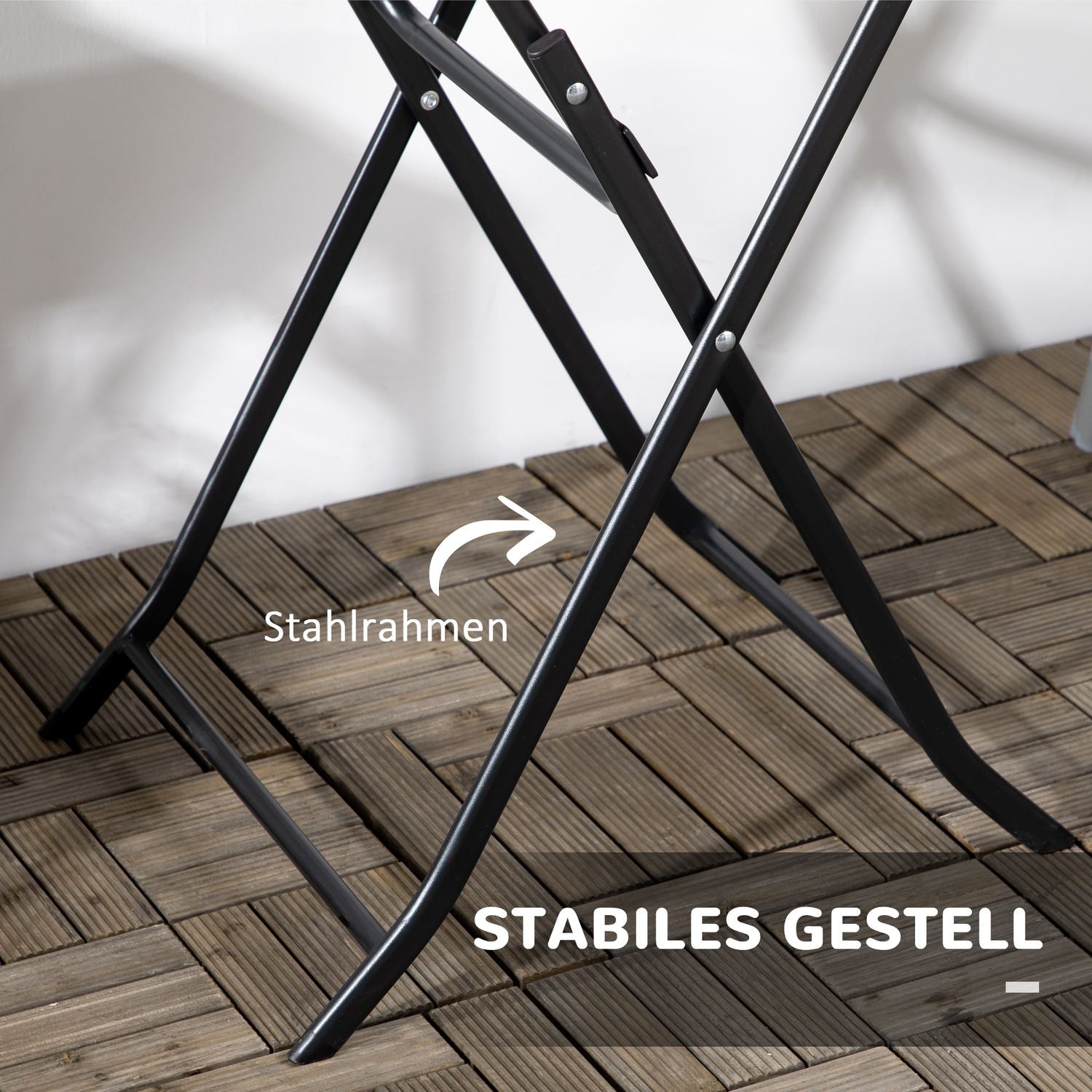 Runt hopfällbart trädgårdsbord – 60 cm, mörkgrå trälook