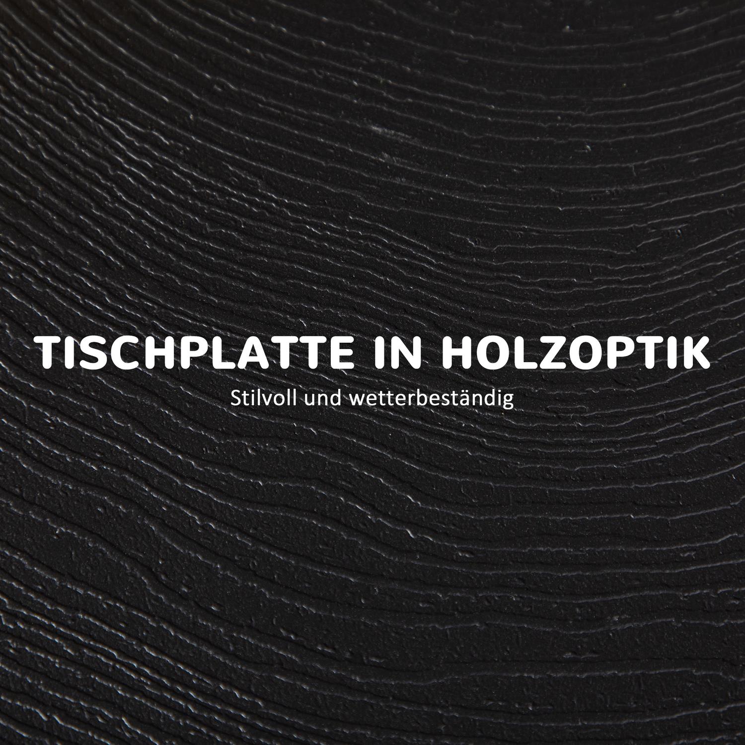 Runt hopfällbart trädgårdsbord – 60 cm, mörkgrå trälook