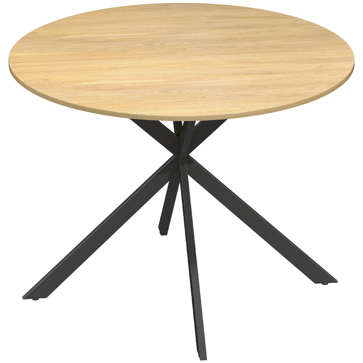 Ronde eettafel voor 4 personen, industriële stijl, eikenlook