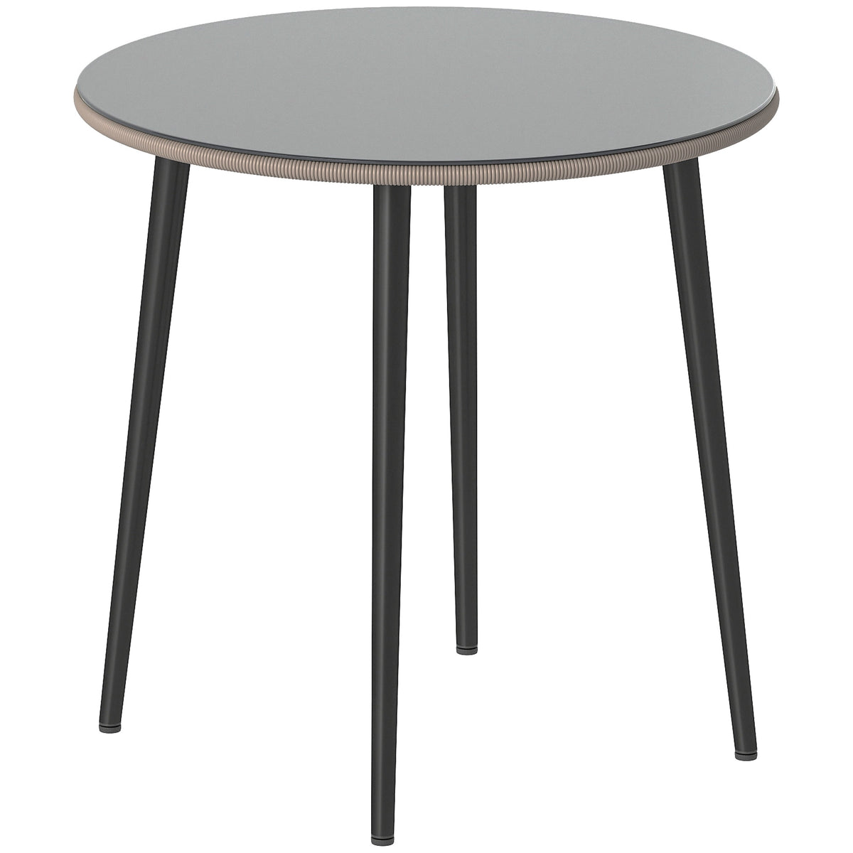 Ronde eettafel voor buiten, 80 cm, glas en rotan