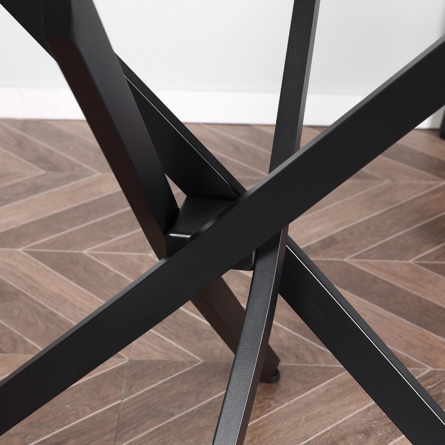 Runt soffbord i glas – svart, metallstomme, 80 cm