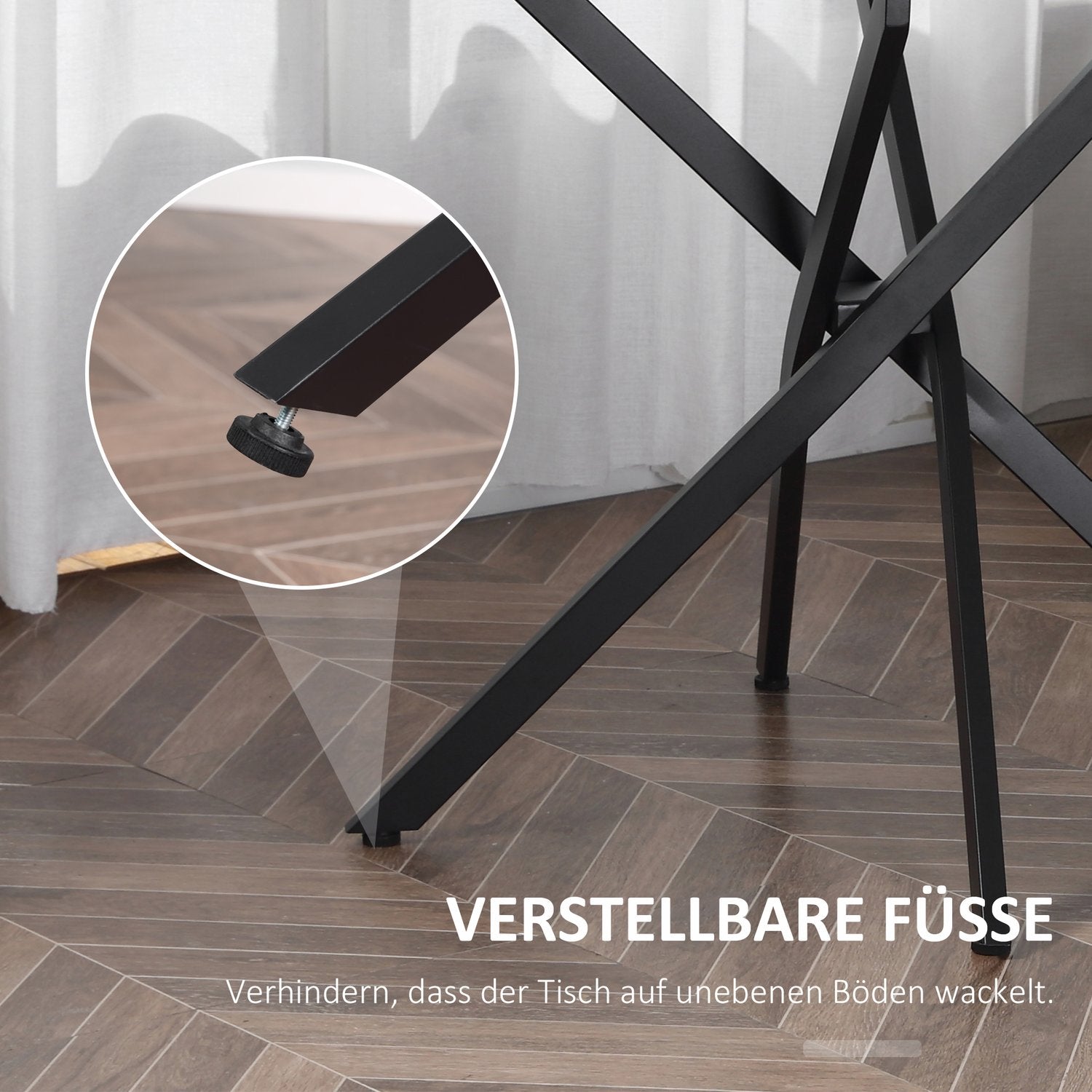 Runt soffbord i glas – svart, metallstomme, 80 cm