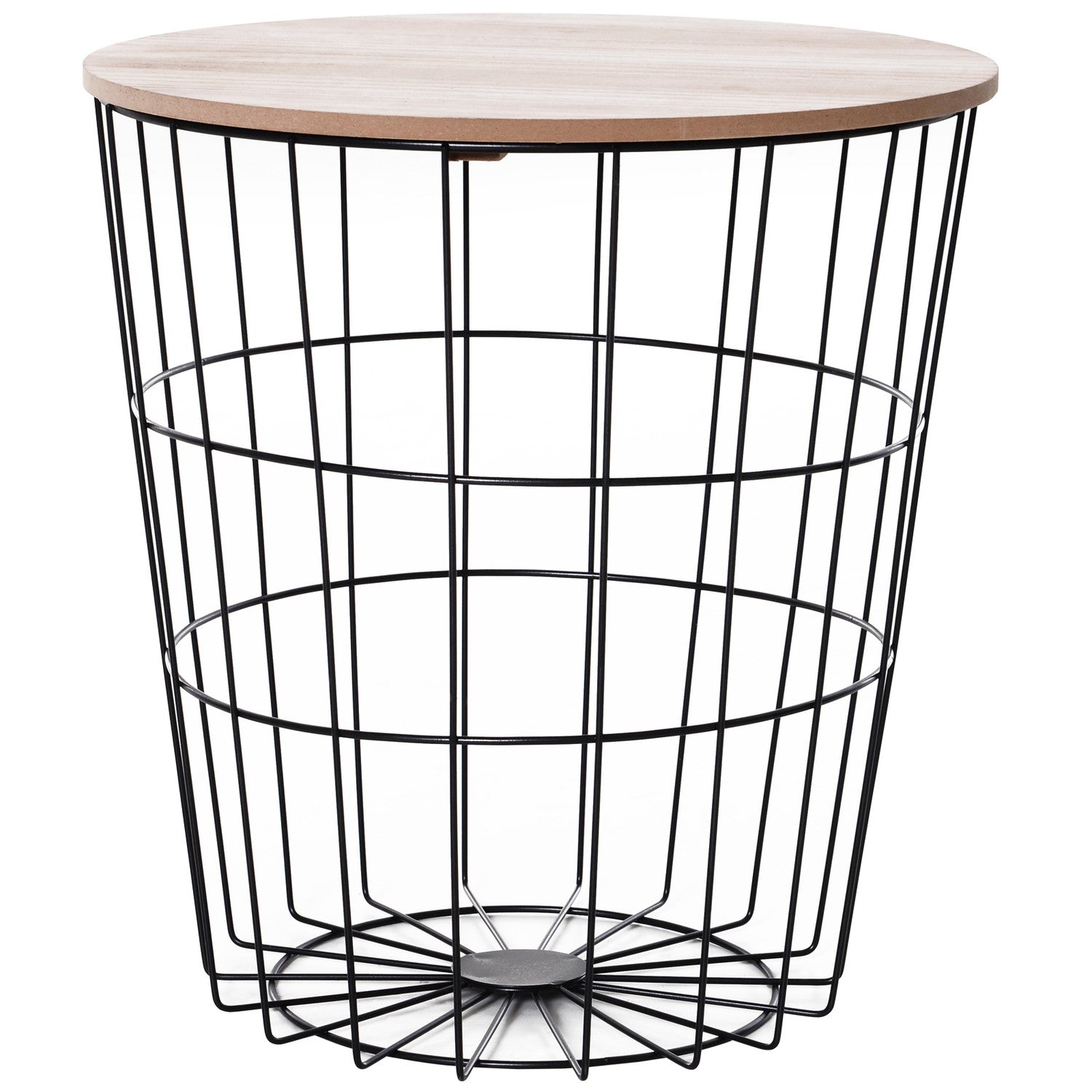 Runt soffbord med förvaring, Naturmetall MDF, Ø39,5X43Cm